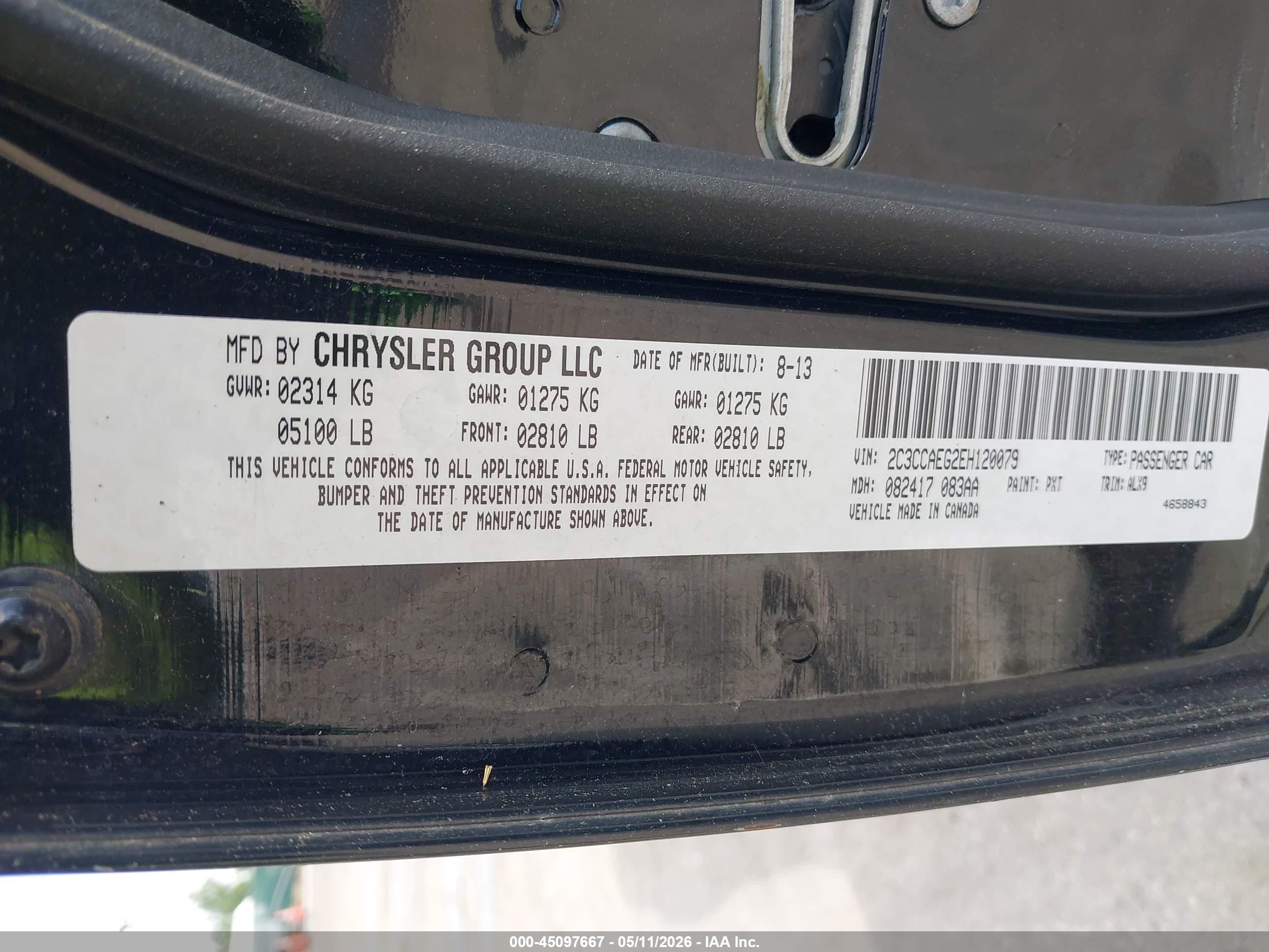 2014 Chrysler 300c   Black vin: 2C3CCAEG2EH120079