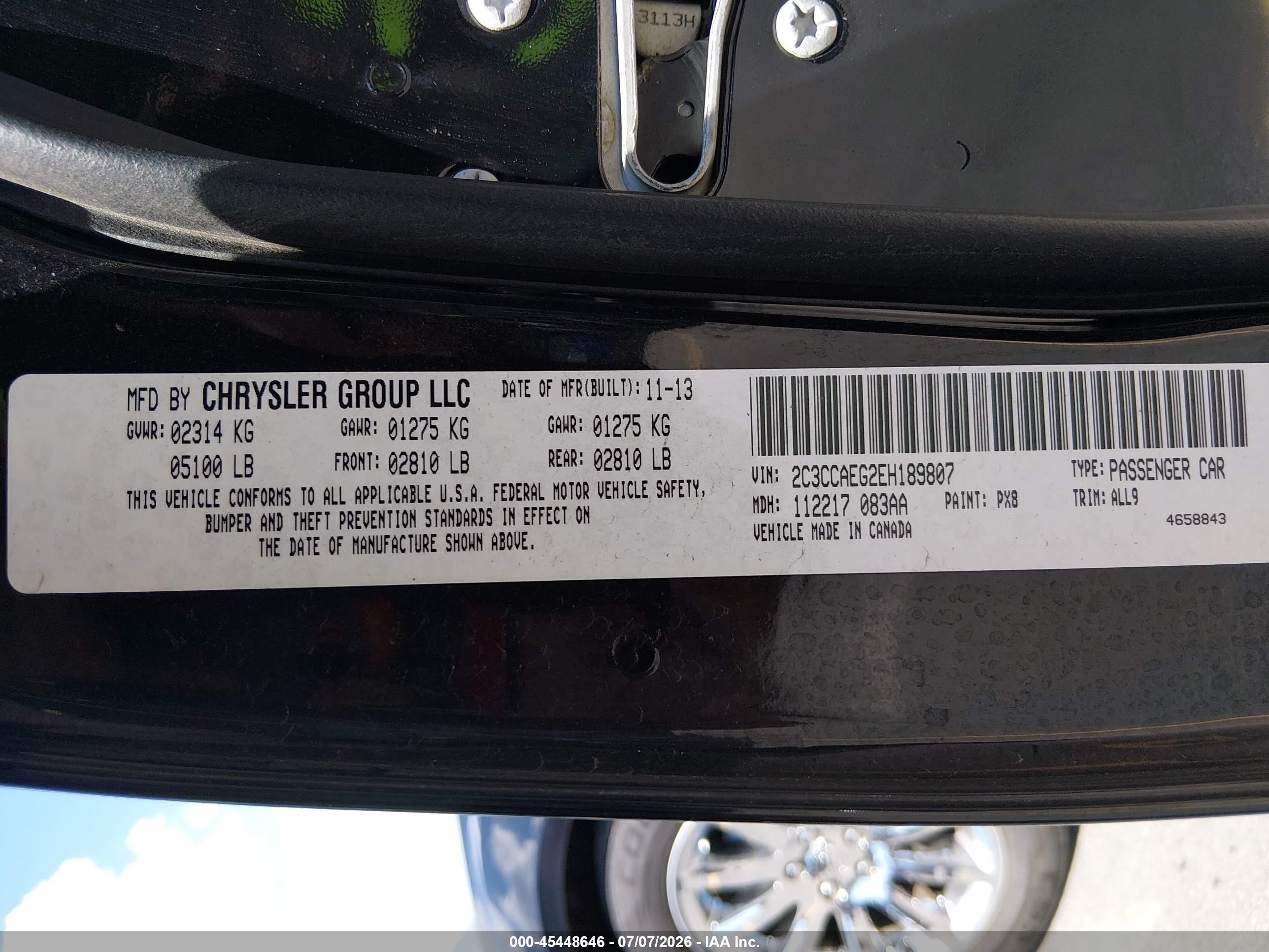 2014 Chrysler 300c   Black vin: 2C3CCAEG2EH189807