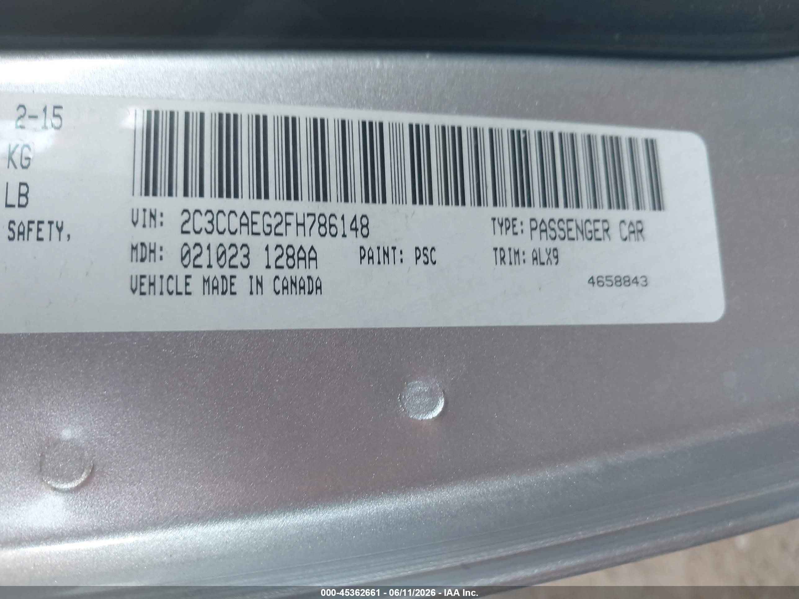 2015 Chrysler 300c   Gray vin: 2C3CCAEG2FH786148