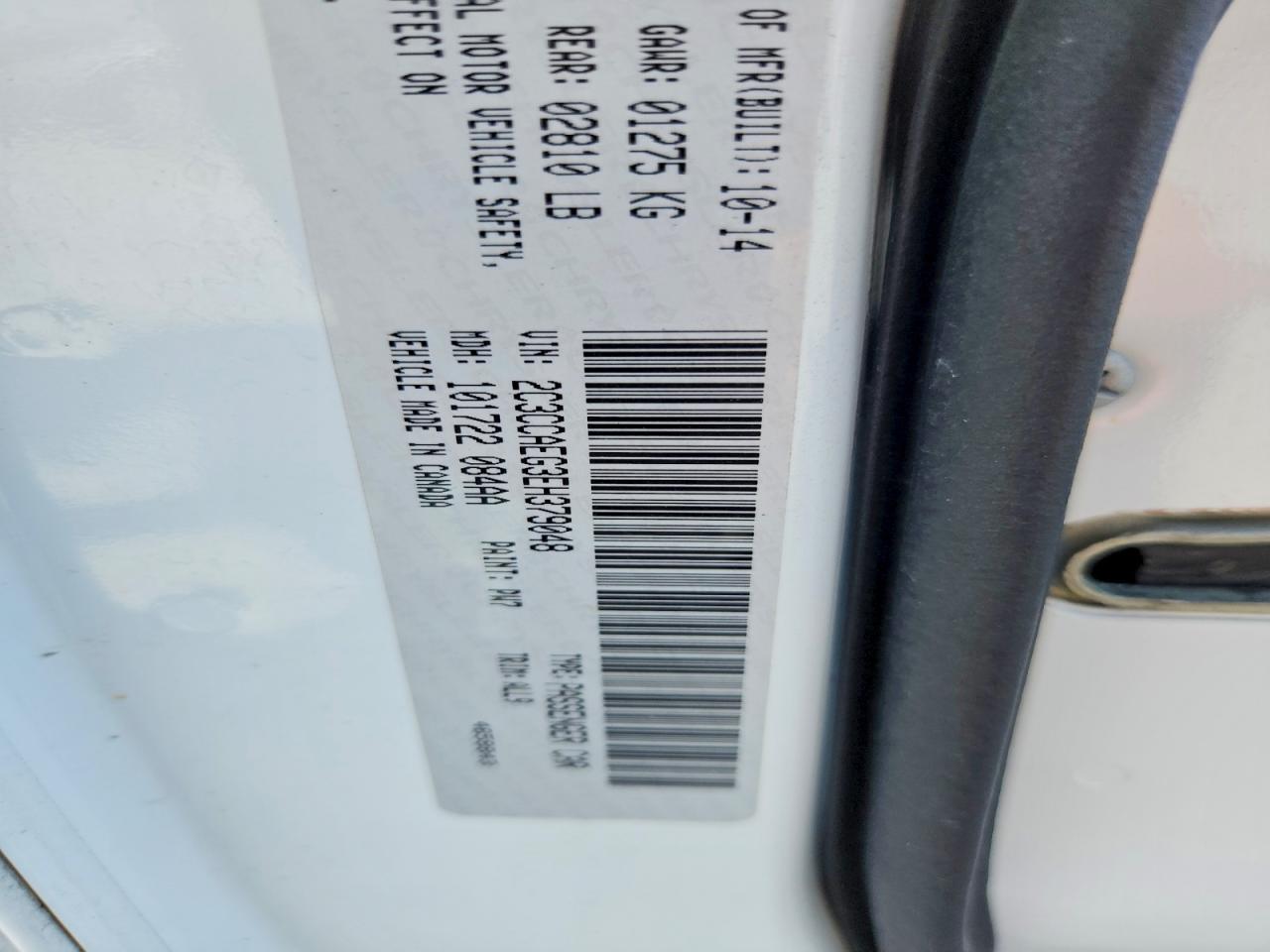2014 Chrysler 300c White vin: 2C3CCAEG3EH379048