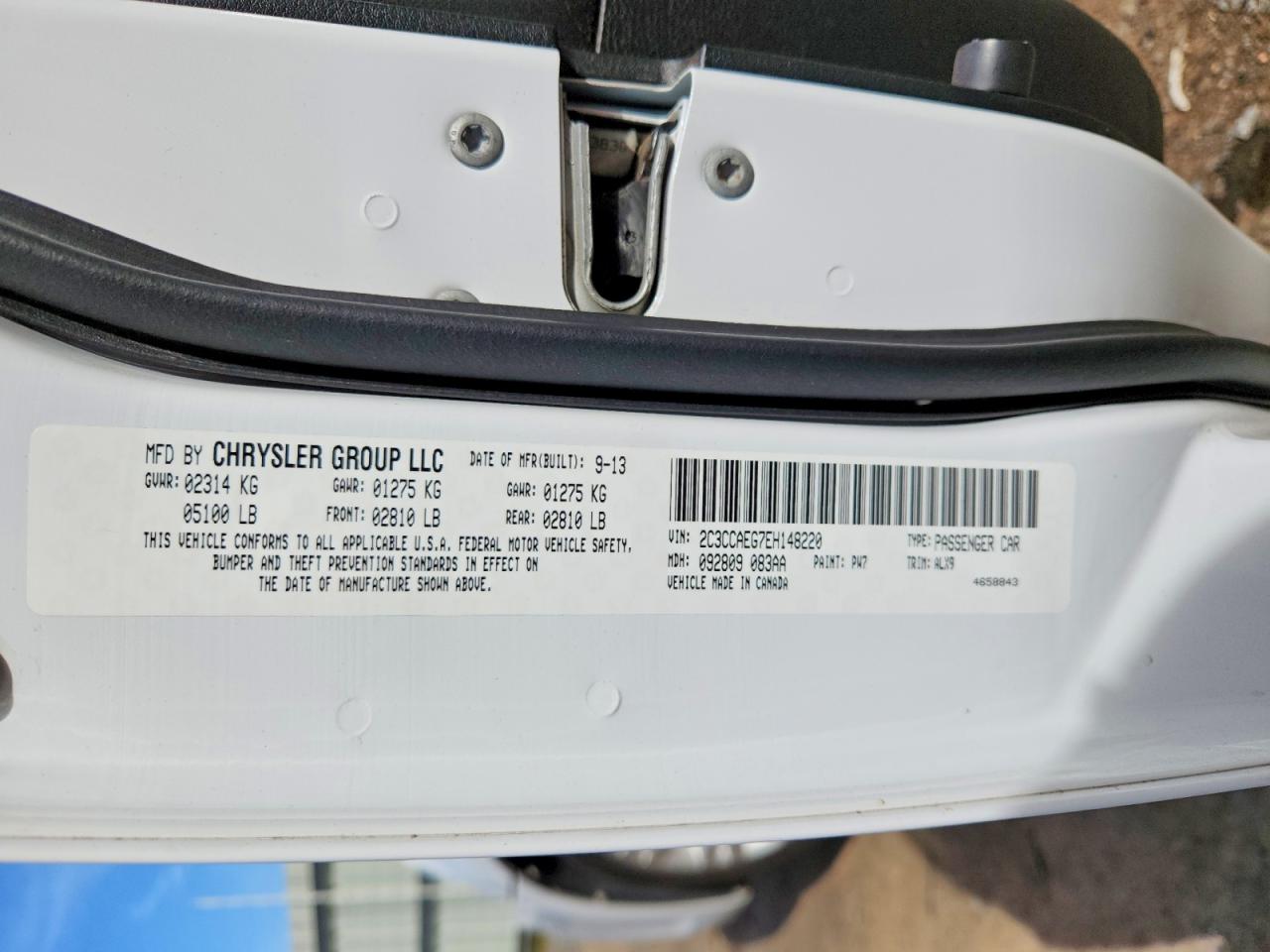 2014 Chrysler 300c Белый vin: 2C3CCAEG7EH148220