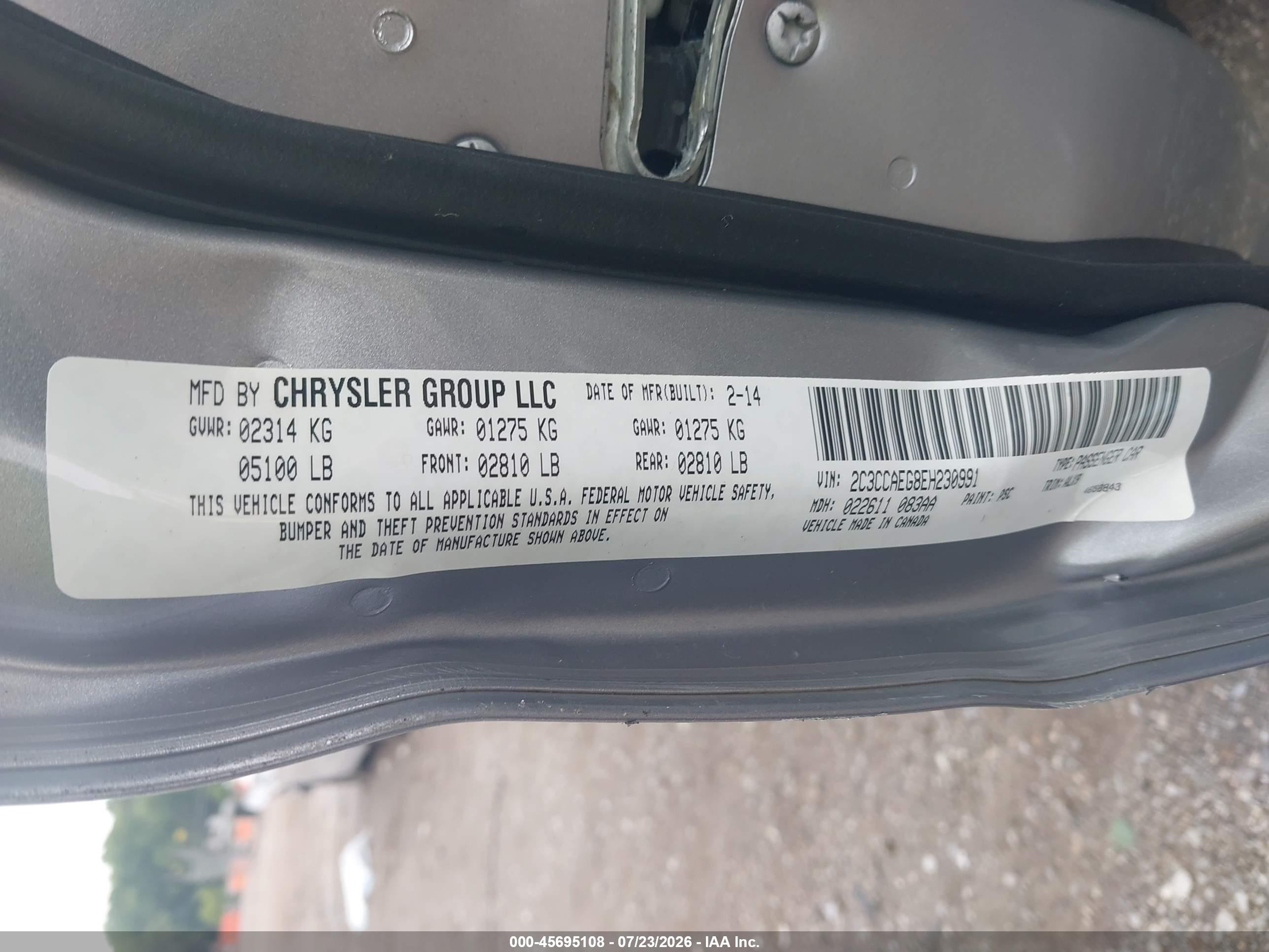 2014 Chrysler 300c   Gray vin: 2C3CCAEG8EH230991