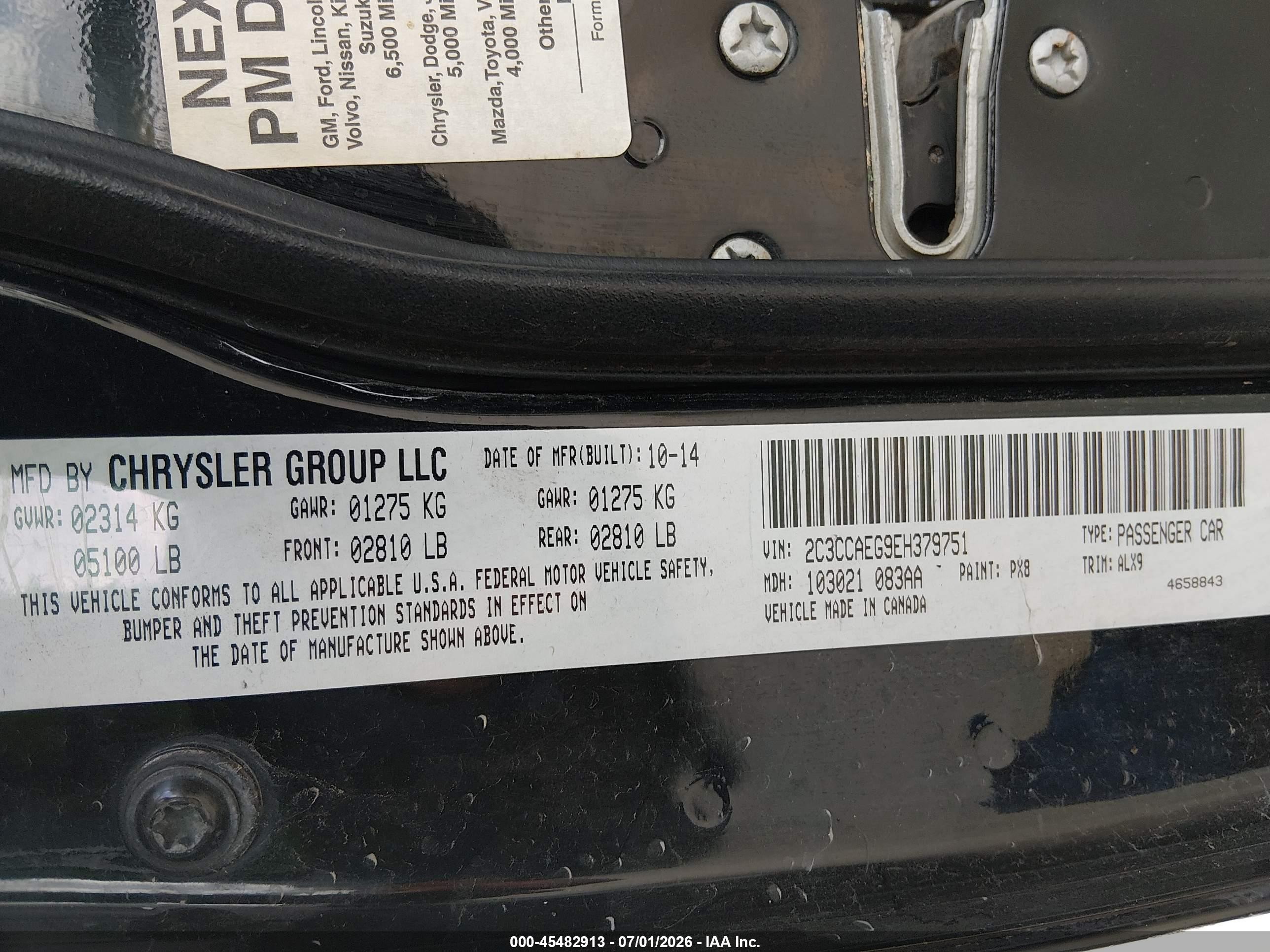 2014 Chrysler 300c   Black vin: 2C3CCAEG9EH379751