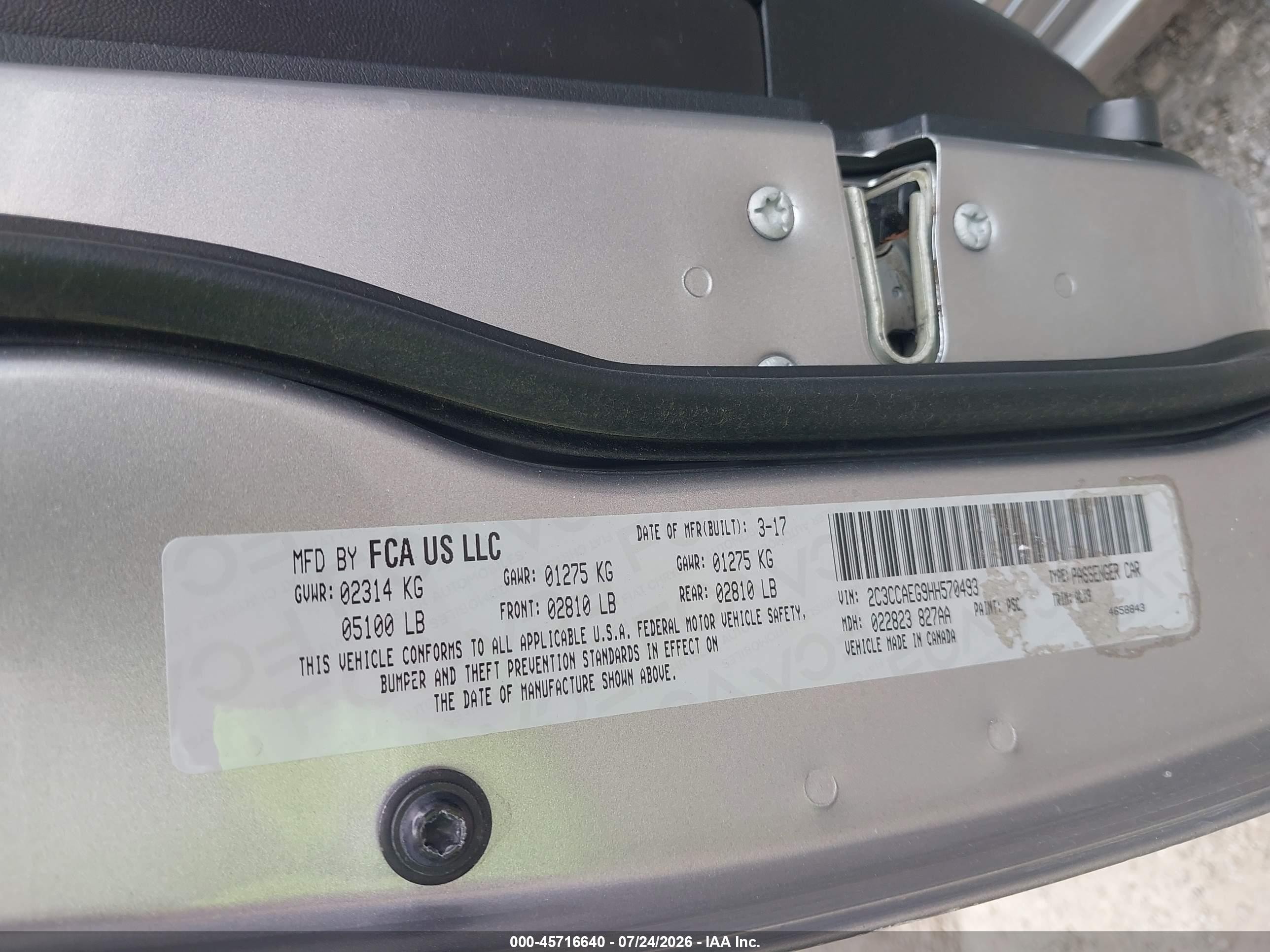 2017 Chrysler 300c Серебряный vin: 2C3CCAEG9HH570493