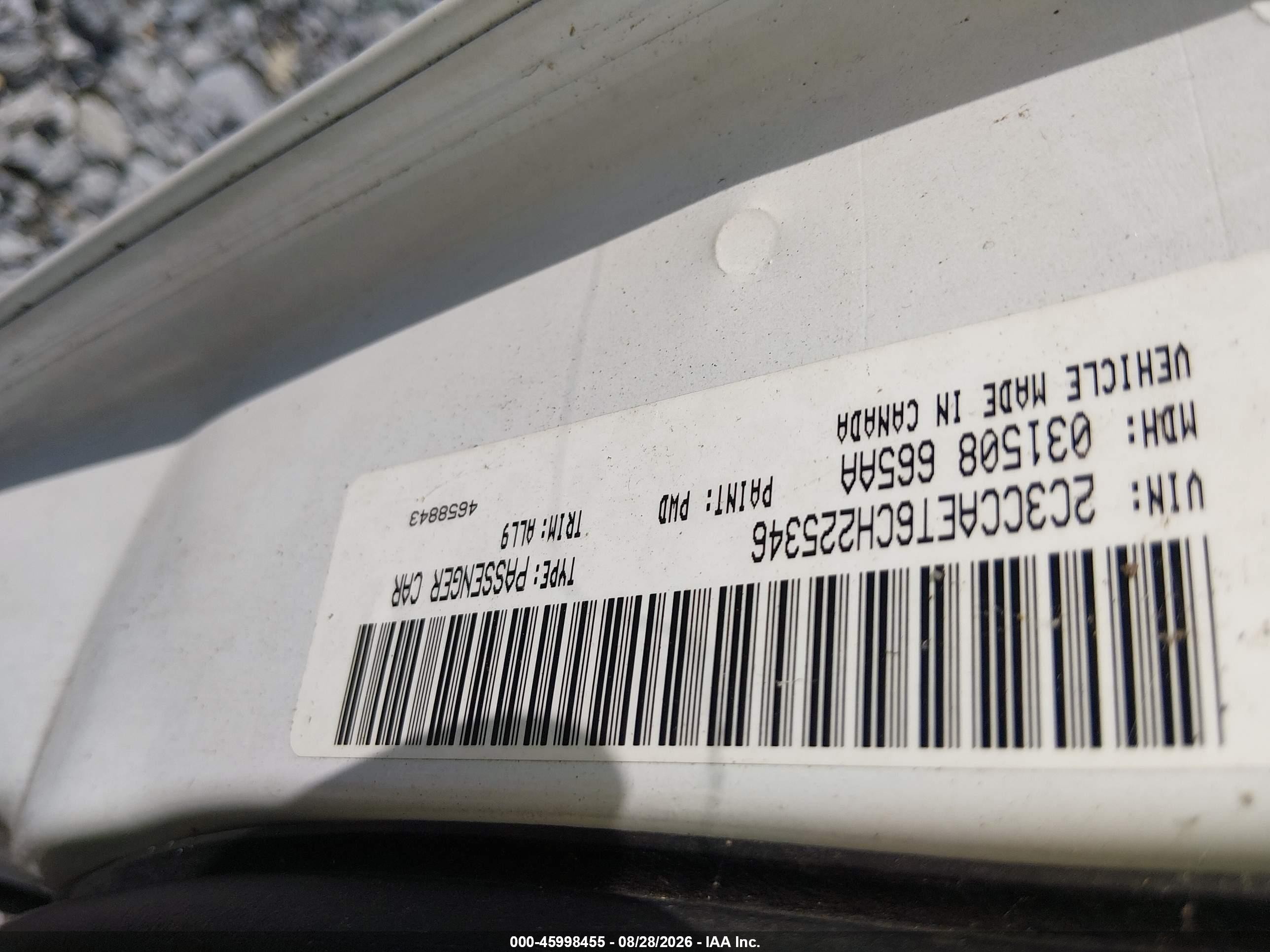 2012 Chrysler 300c   White vin: 2C3CCAET6CH225346