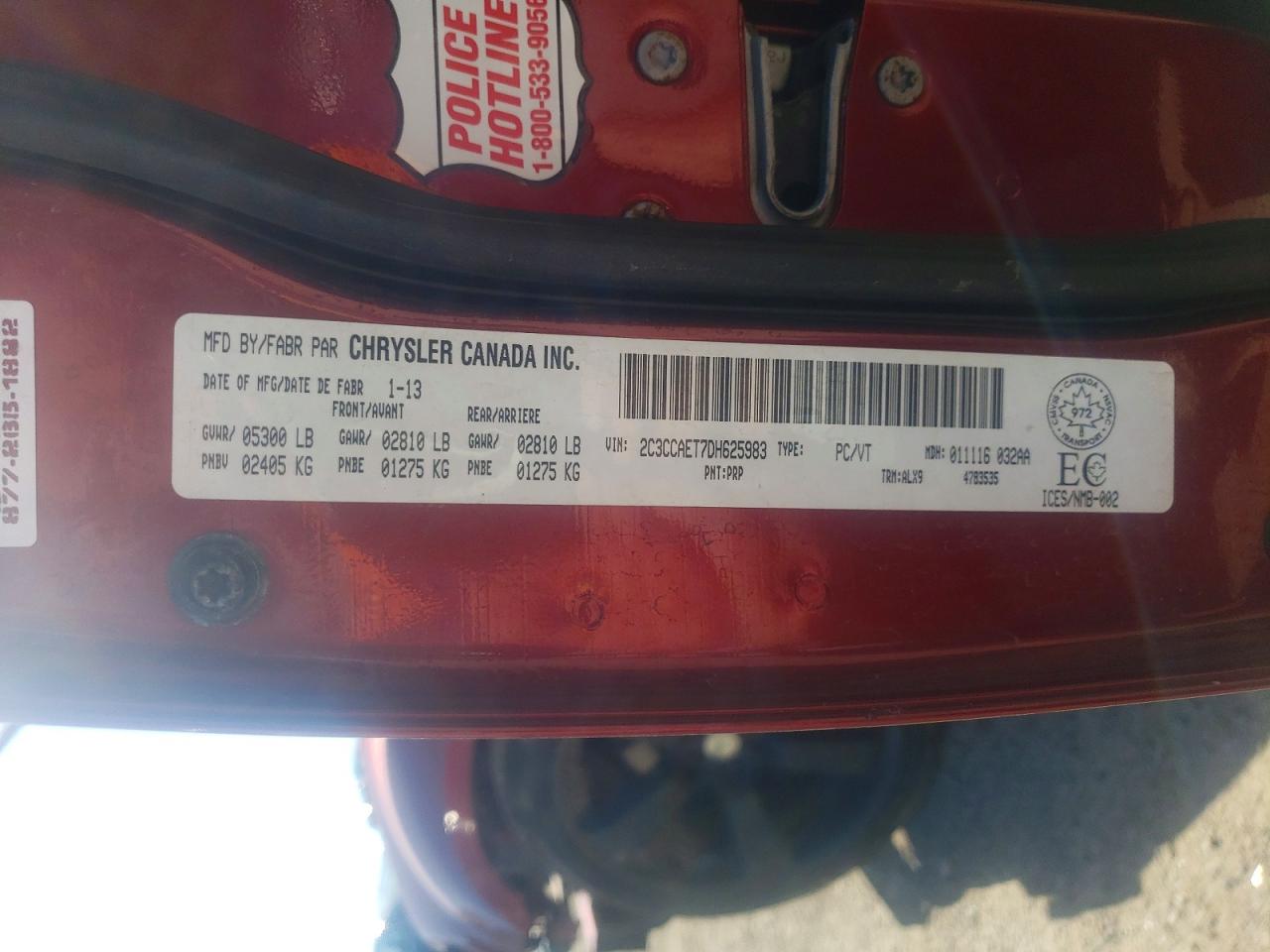 2013 Chrysler 300c Burgundy vin: 2C3CCAET7DH625983