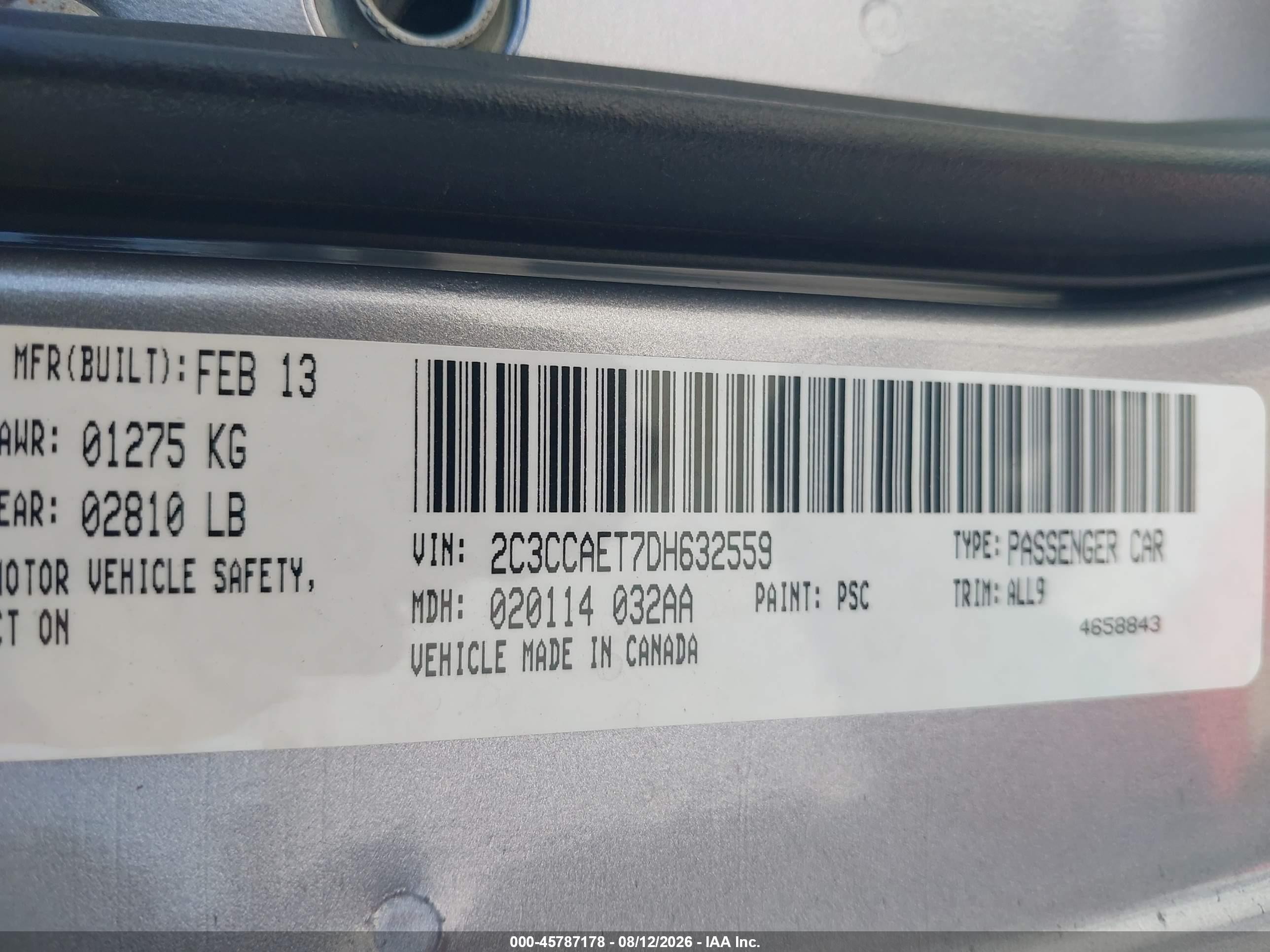 2013 Chrysler 300c   Gray vin: 2C3CCAET7DH632559