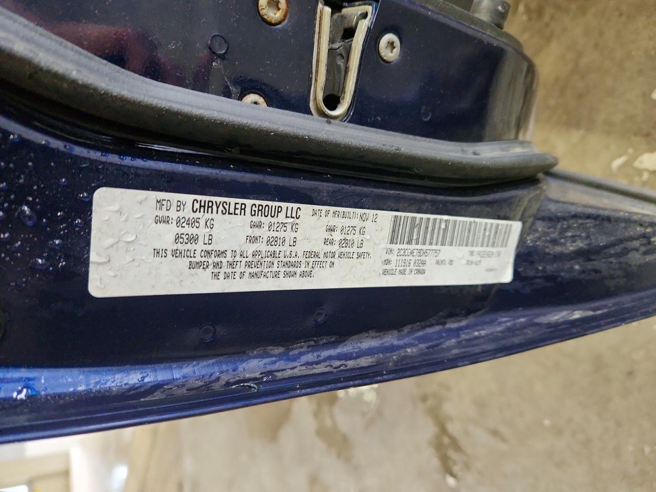 2013 Chrysler 300c Blue vin: 2C3CCAET9DH577757