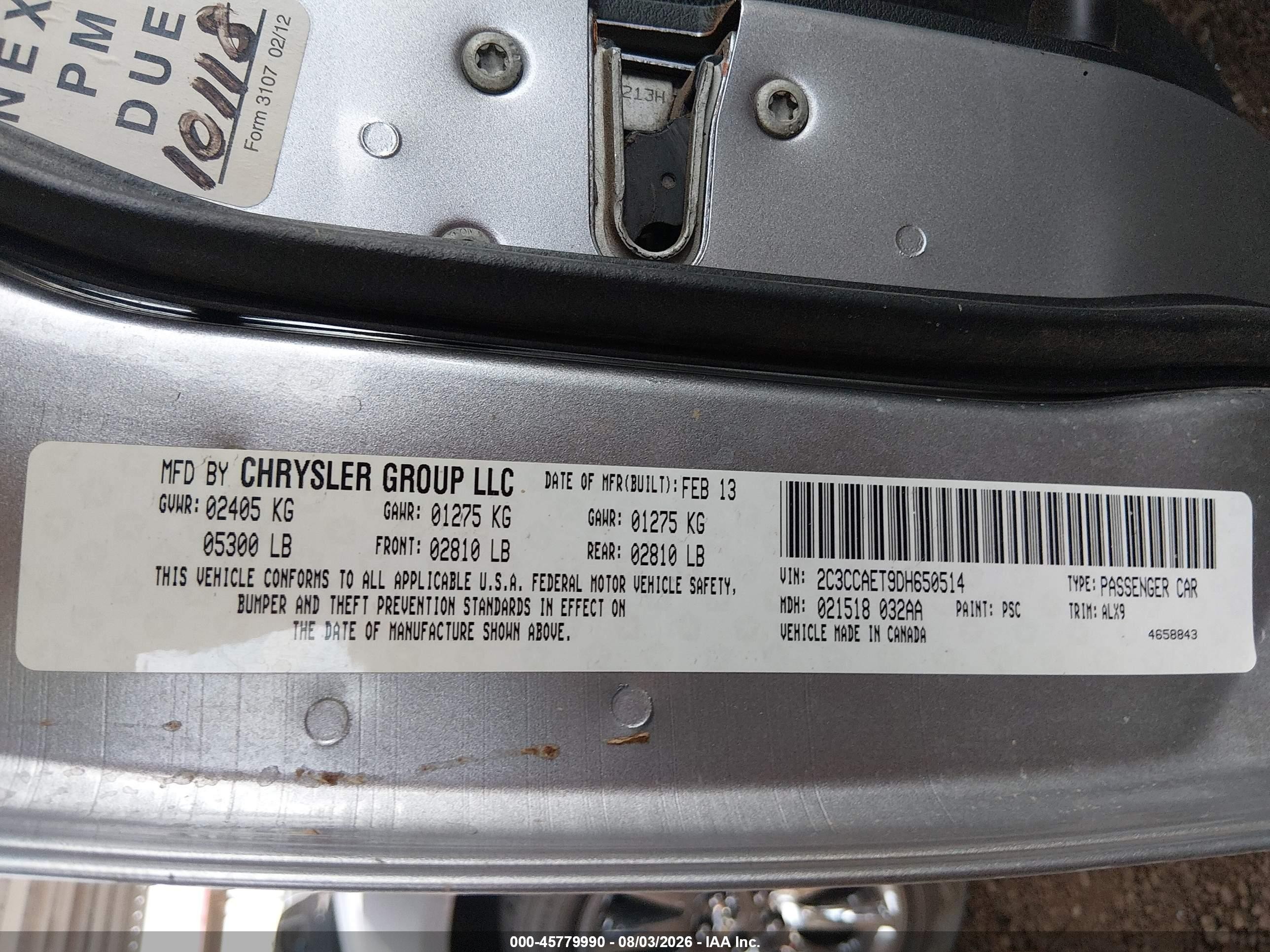 2013 Chrysler 300c   Серый vin: 2C3CCAET9DH650514