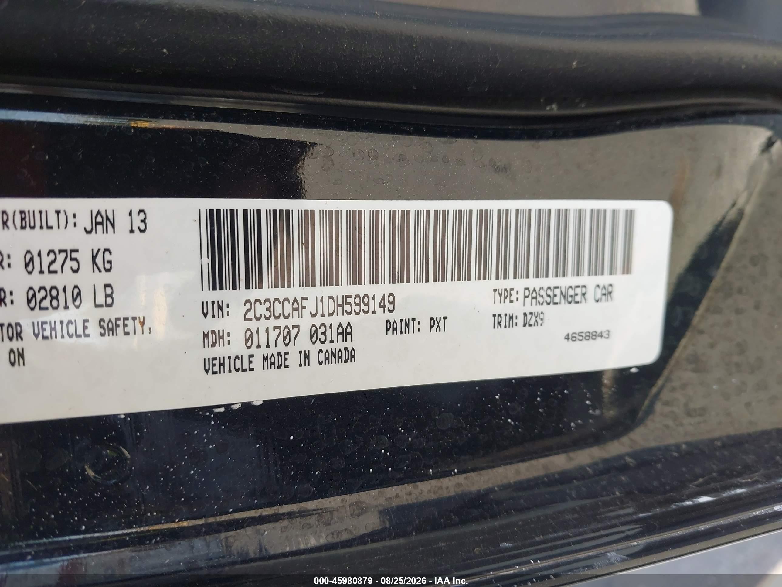 2013 Chrysler 300 Srt8 Black vin: 2C3CCAFJ1DH599149