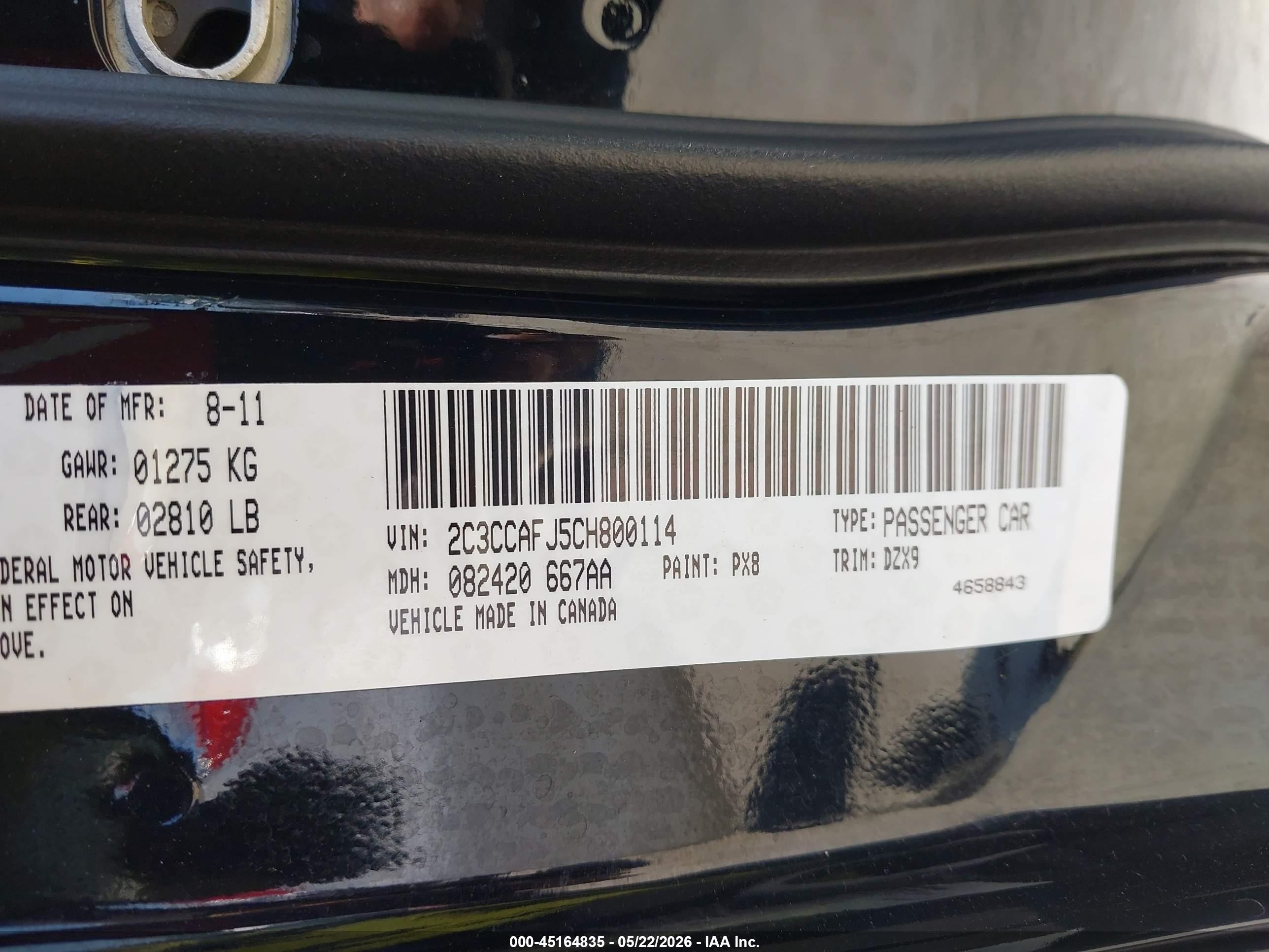 2012 Chrysler 300 Srt8 Black vin: 2C3CCAFJ5CH800114