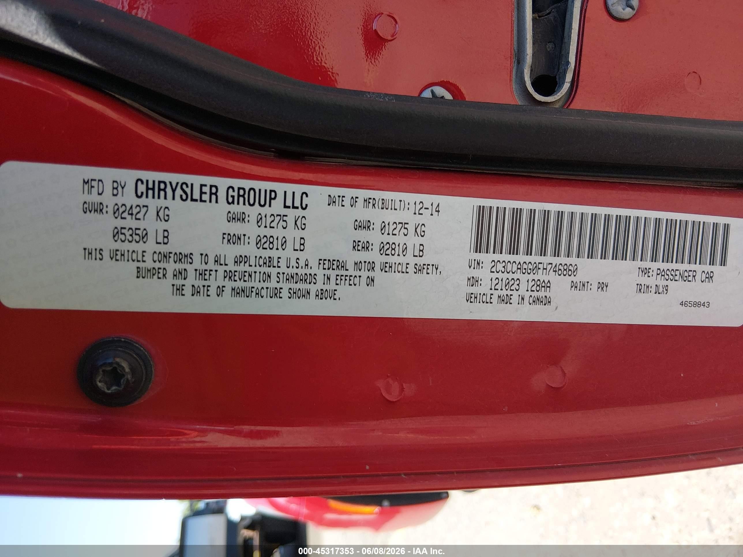 2015 Chrysler 300 300s Red vin: 2C3CCAGG0FH746860