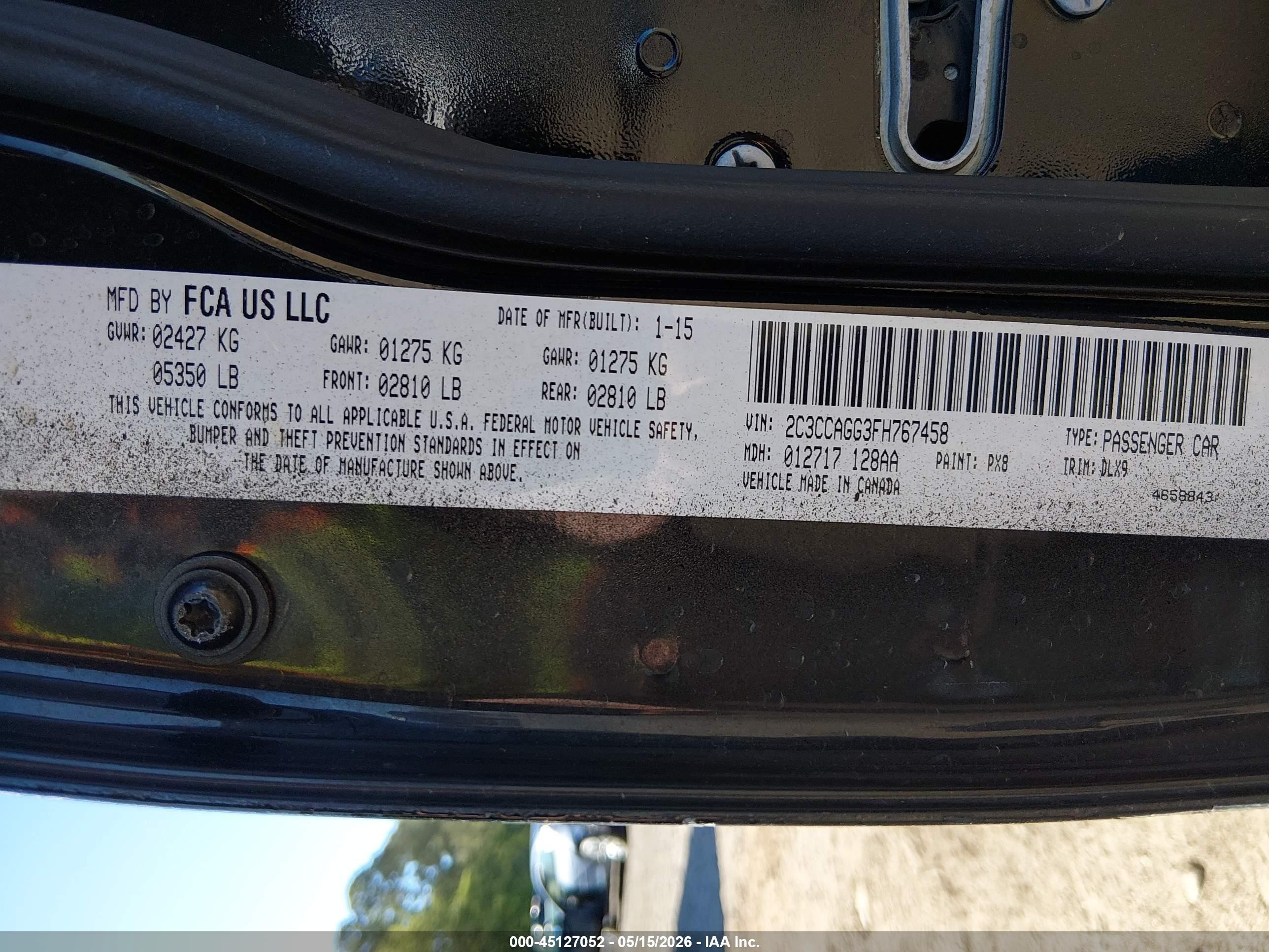 2015 Chrysler 300 300s Black vin: 2C3CCAGG3FH767458