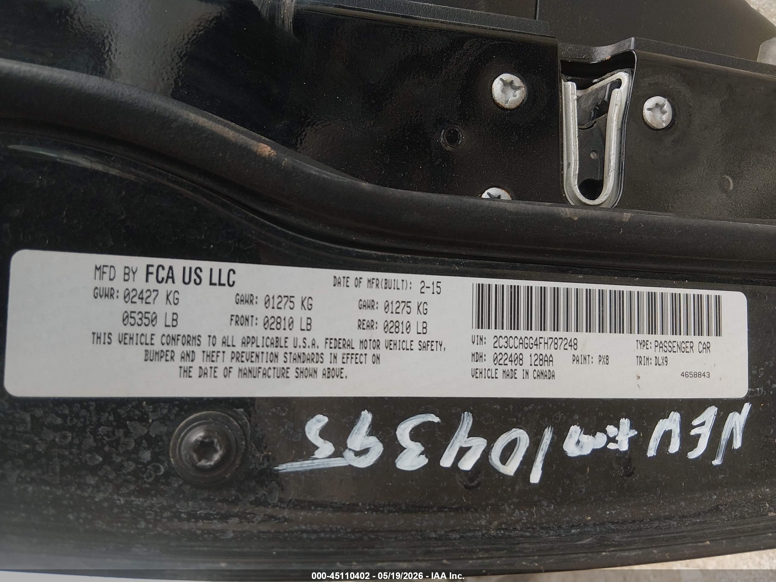 2015 Chrysler 300 300s Black vin: 2C3CCAGG4FH787248