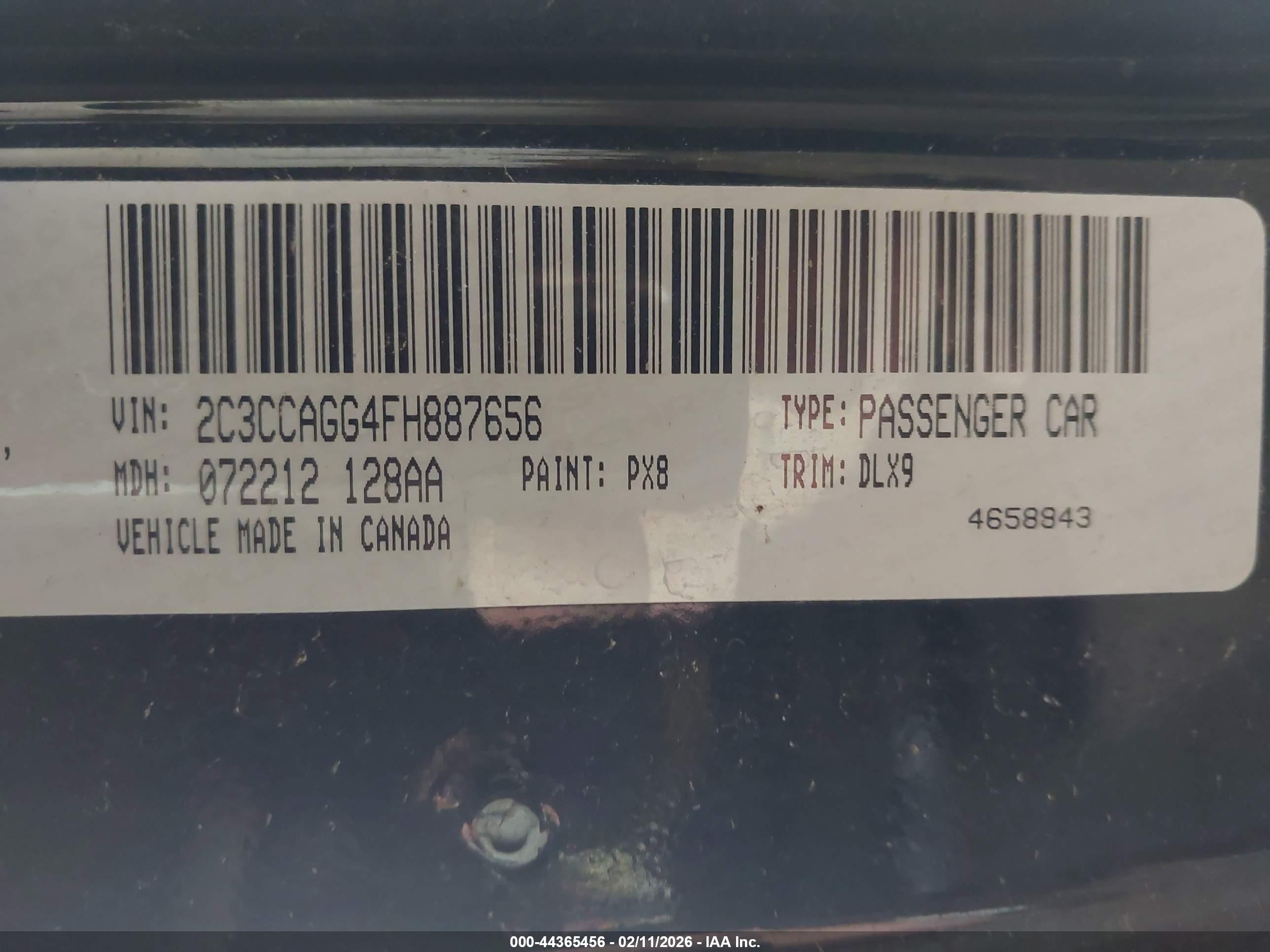 2015 Chrysler 300   Черный vin: 2C3CCAGG4FH887656