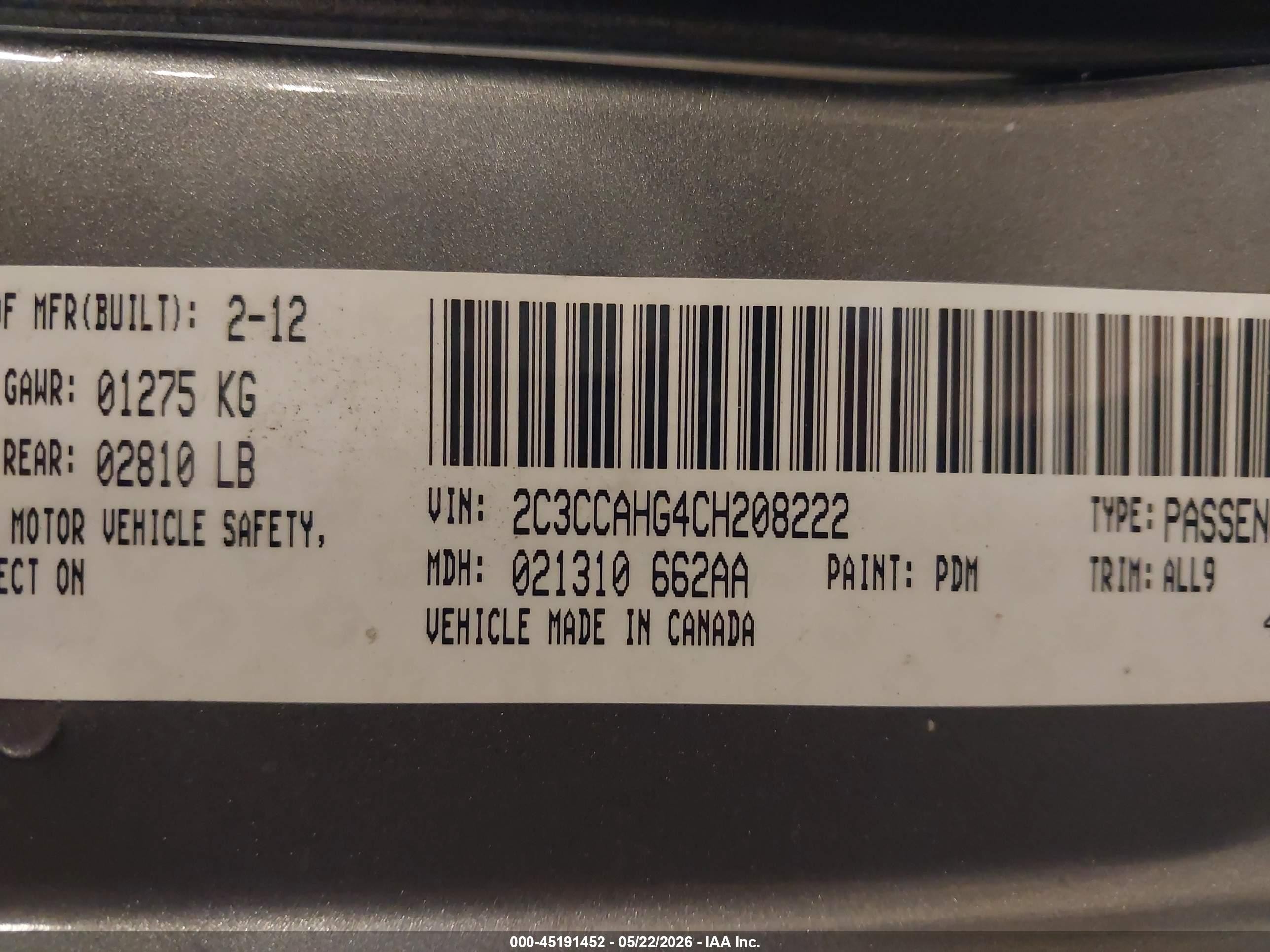 2012 Chrysler 300 Limited Gray vin: 2C3CCAHG4CH208222