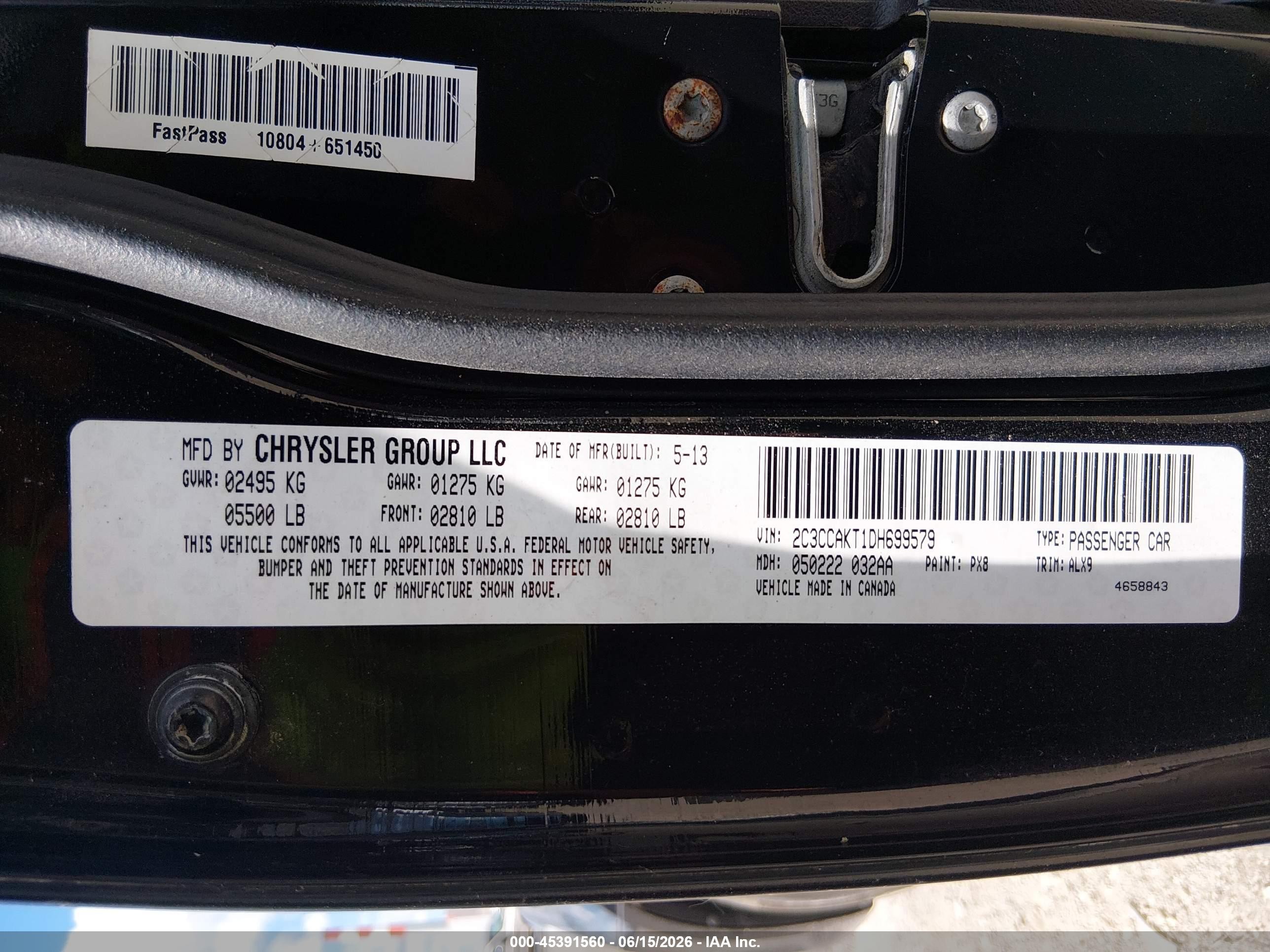 2013 Chrysler 300c Awd Black vin: 2C3CCAKT1DH699579