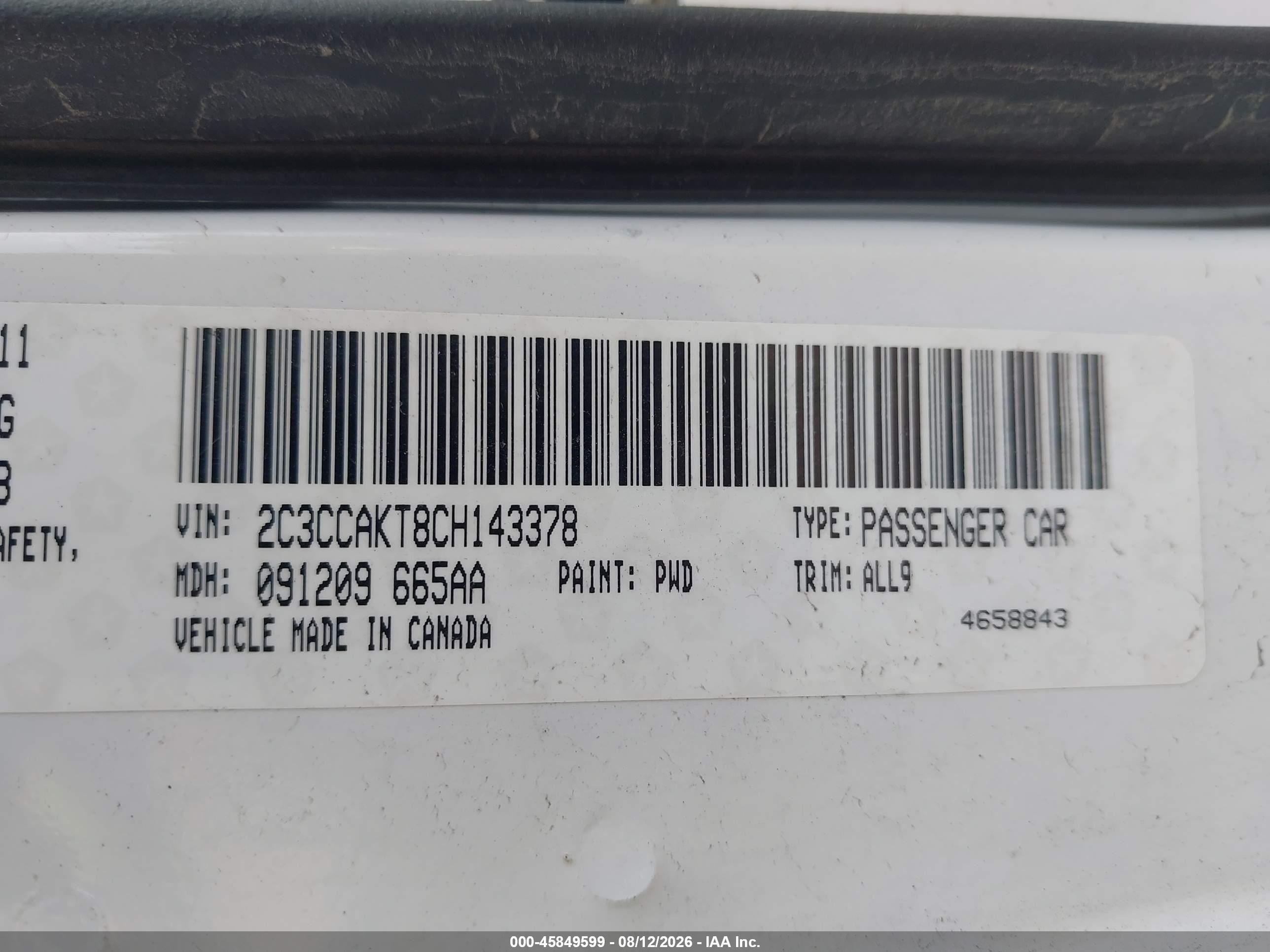 2012 Chrysler 300c Awd White vin: 2C3CCAKT8CH143378