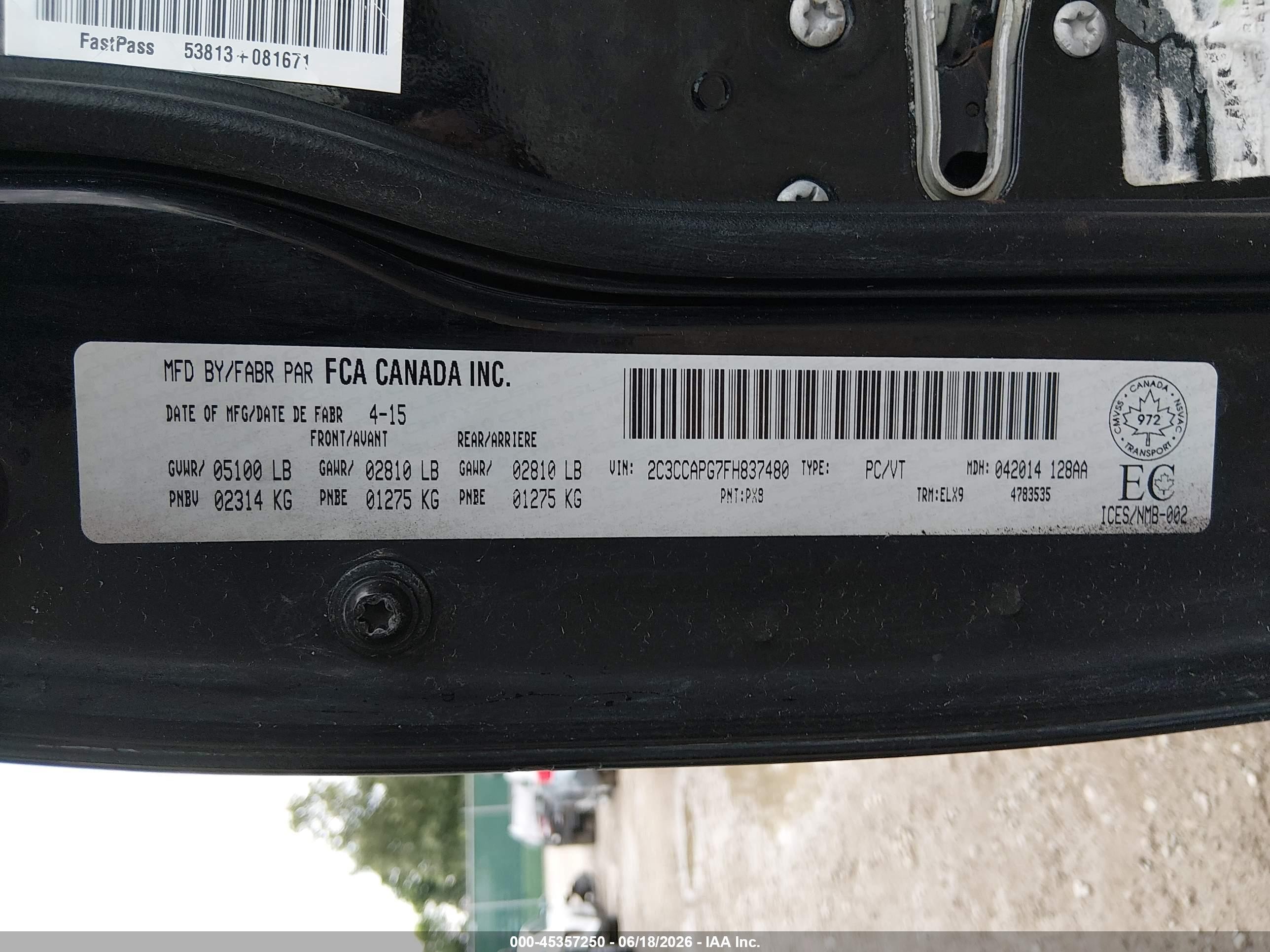 2015 Chrysler 300c Platinum Черный vin: 2C3CCAPG7FH837480