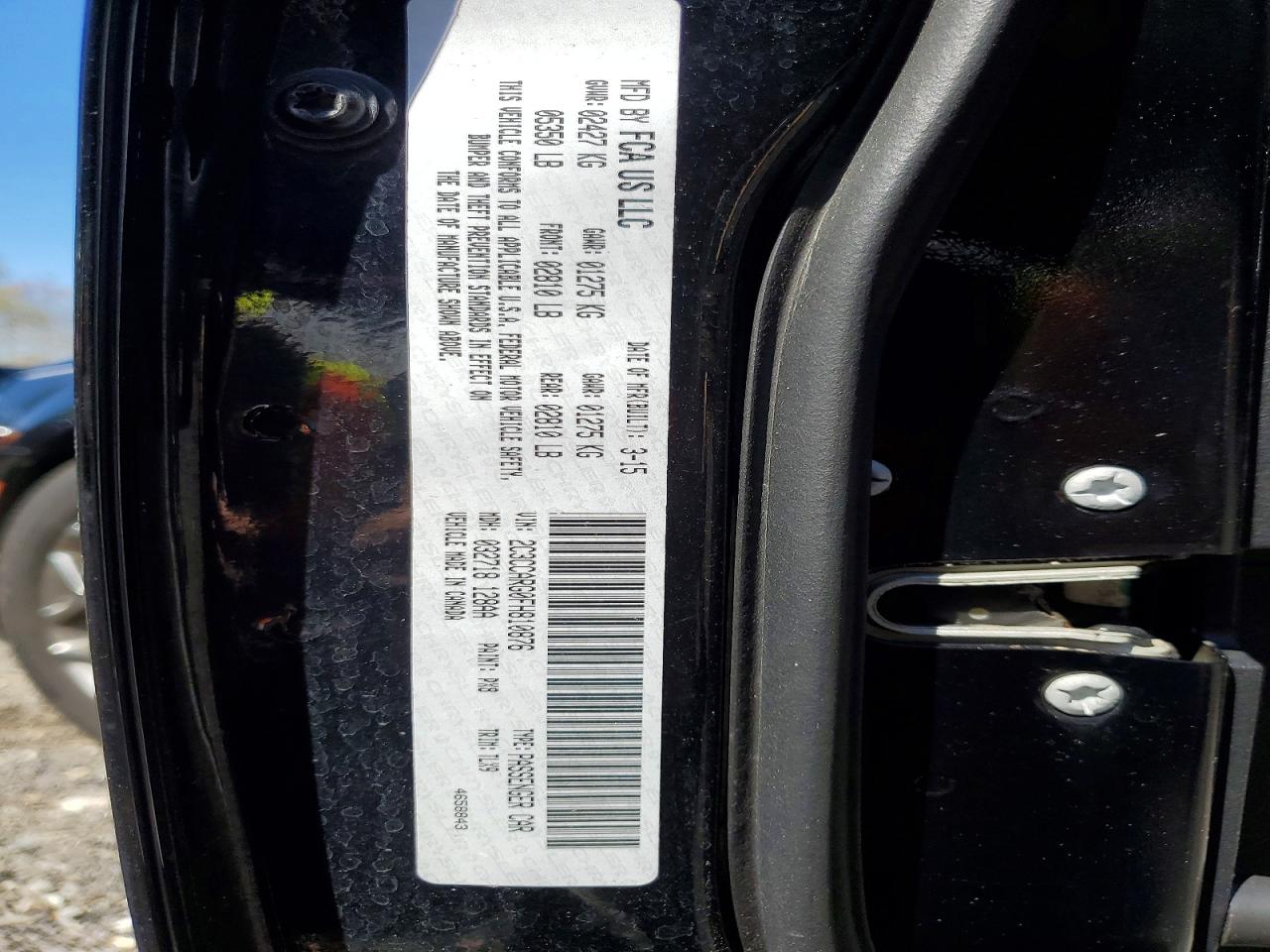 2015 Chrysler 300 Limited Black vin: 2C3CCARG0FH810876