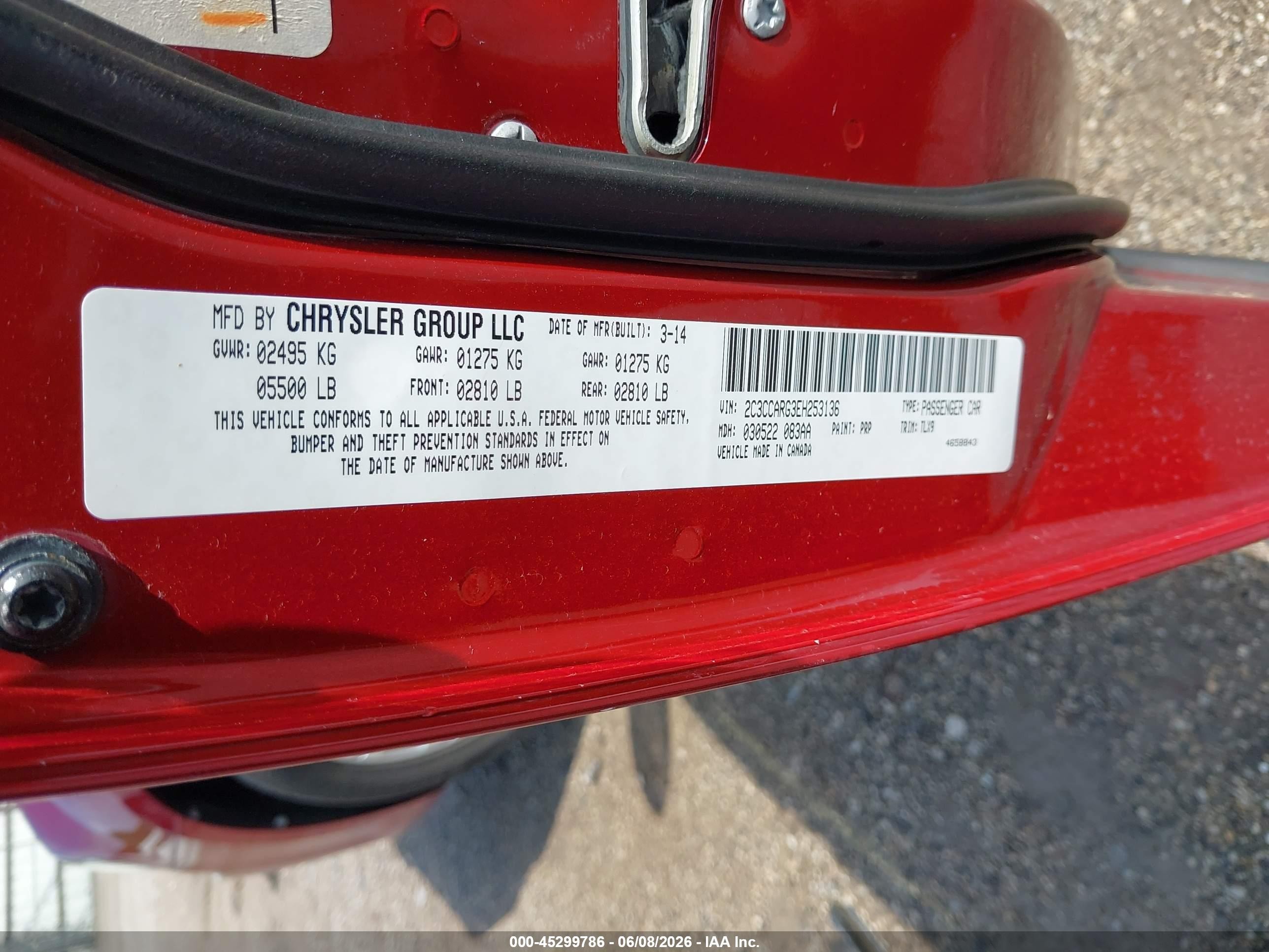 2014 Chrysler 300   Red vin: 2C3CCARG3EH253136