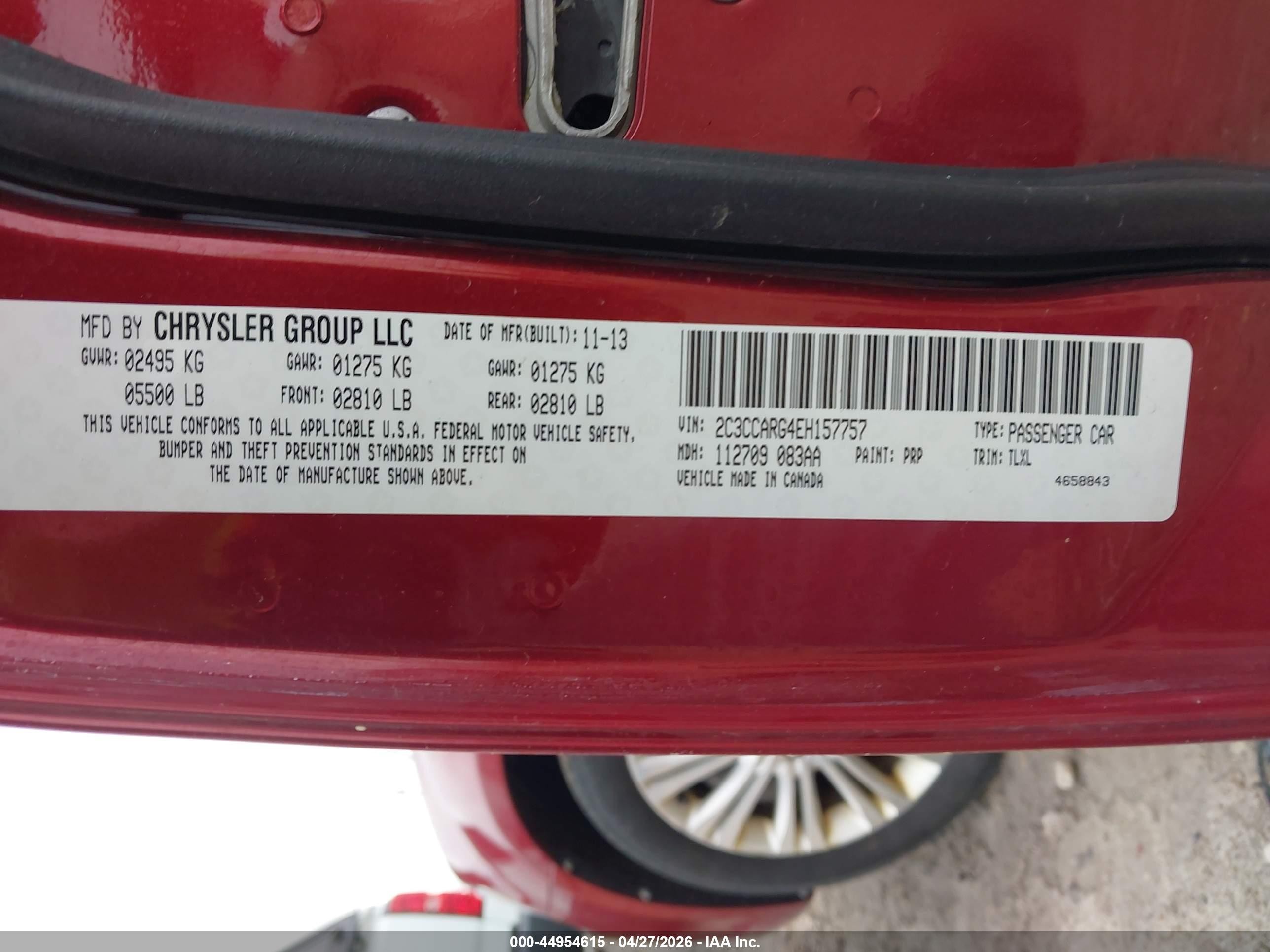 2014 Chrysler 300   Red vin: 2C3CCARG4EH157757