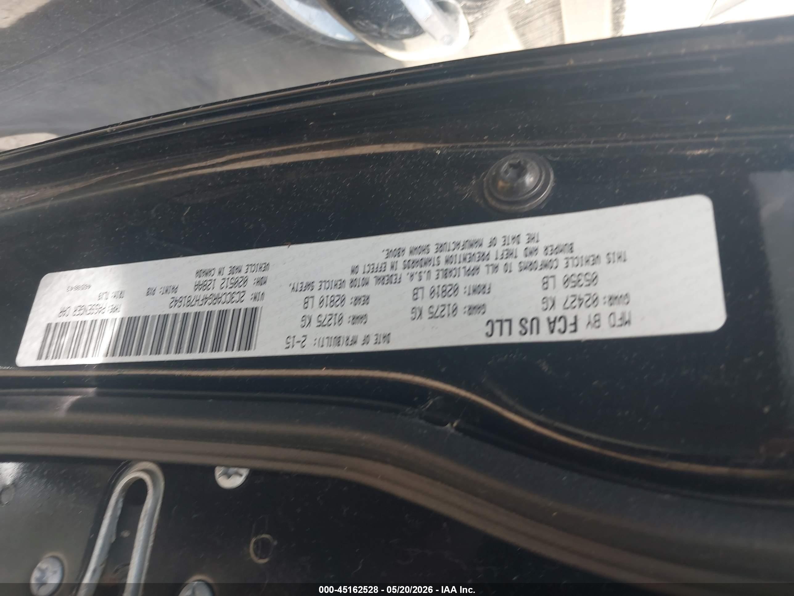 2015 Chrysler 300 Limited Черный vin: 2C3CCARG4FH781642