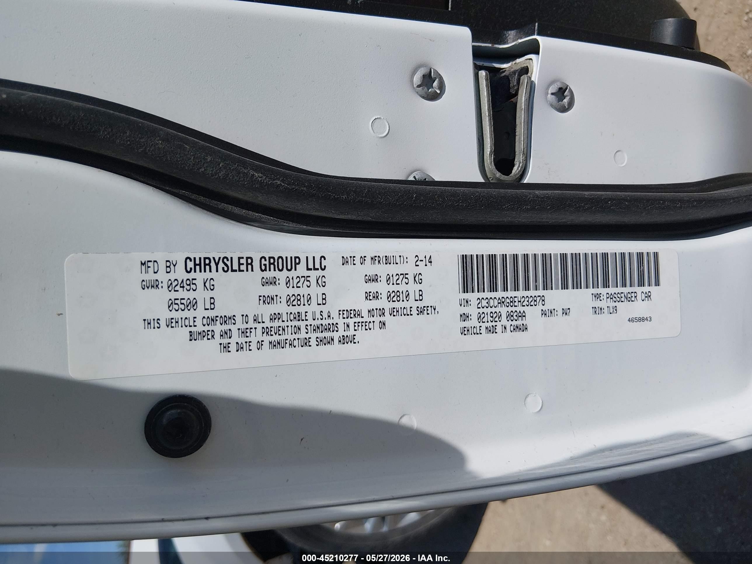2014 Chrysler 300   White vin: 2C3CCARG8EH232878