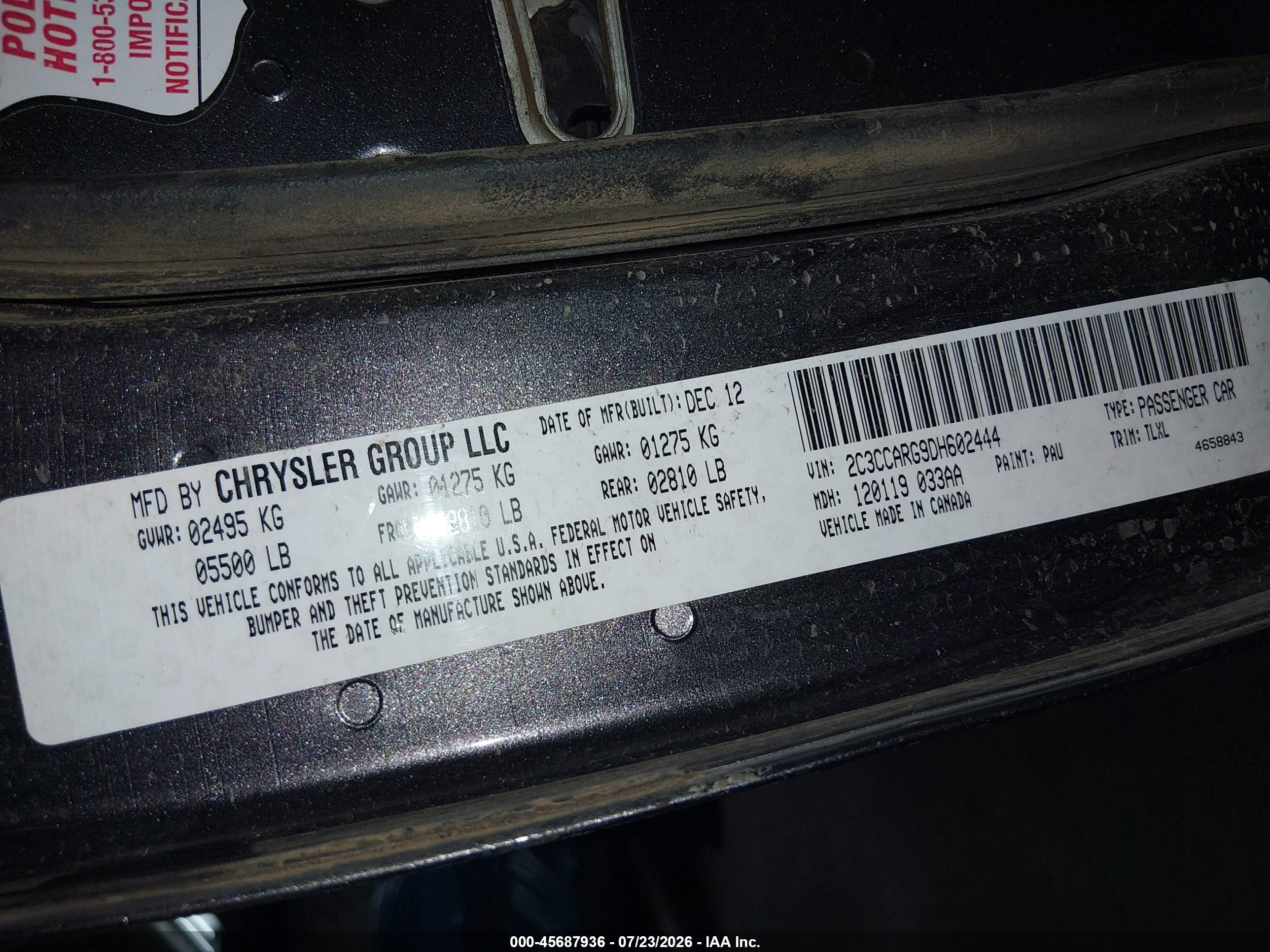 2013 Chrysler 300 Motown Gray vin: 2C3CCARG9DH602444