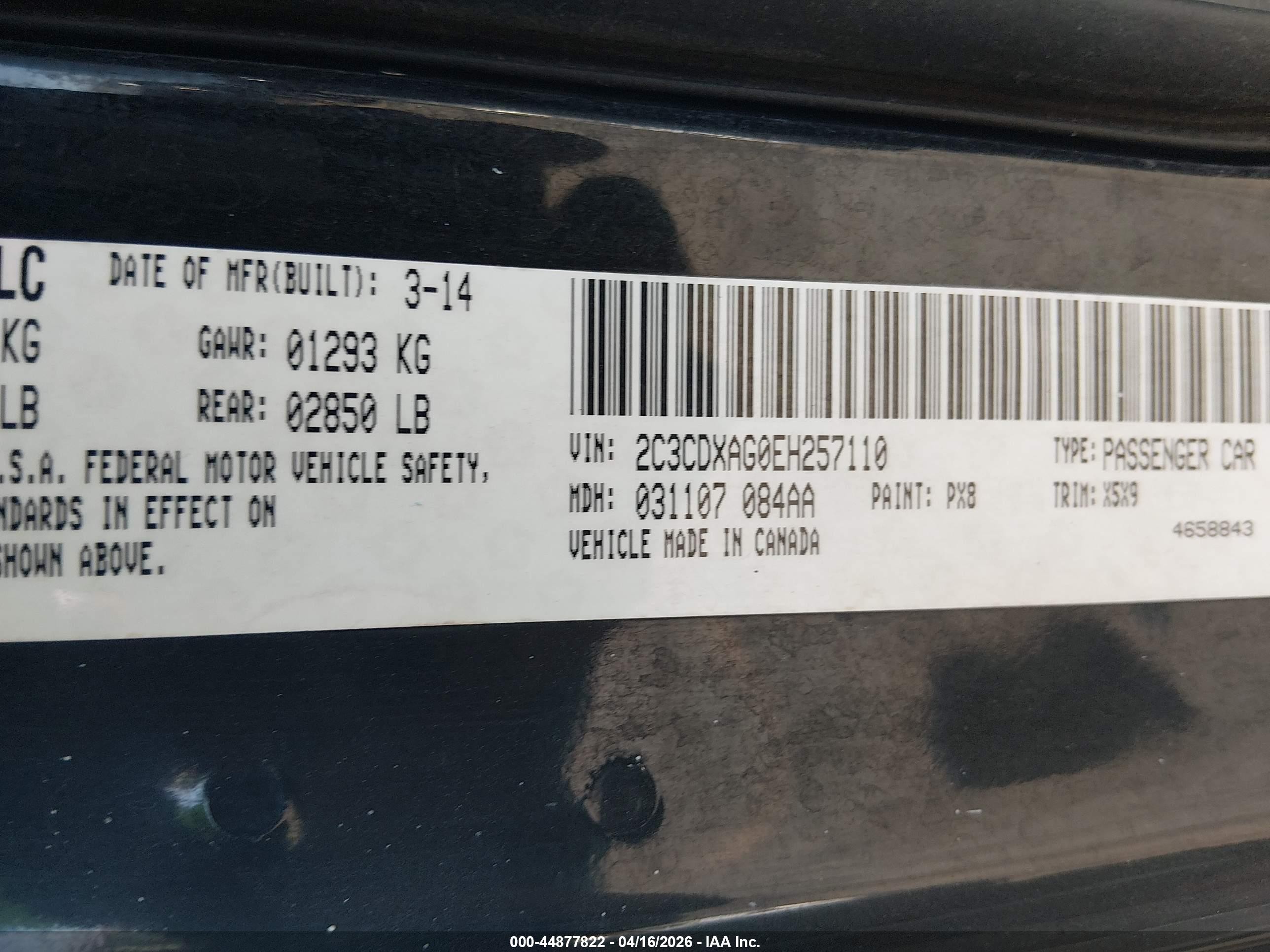 2014 Dodge Charger Police Black vin: 2C3CDXAG0EH257110