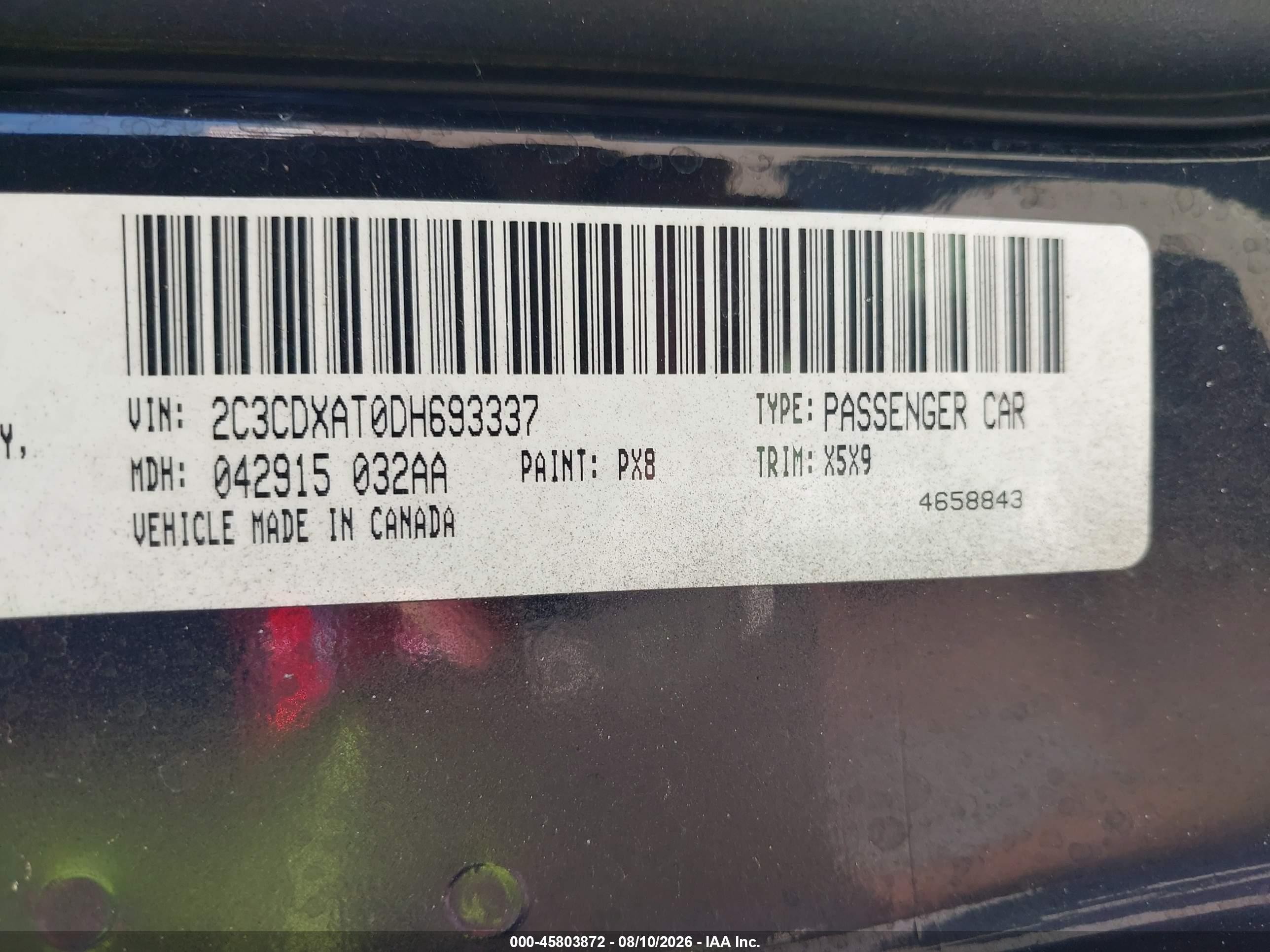 2013 Dodge Charger Police Black vin: 2C3CDXAT0DH693337