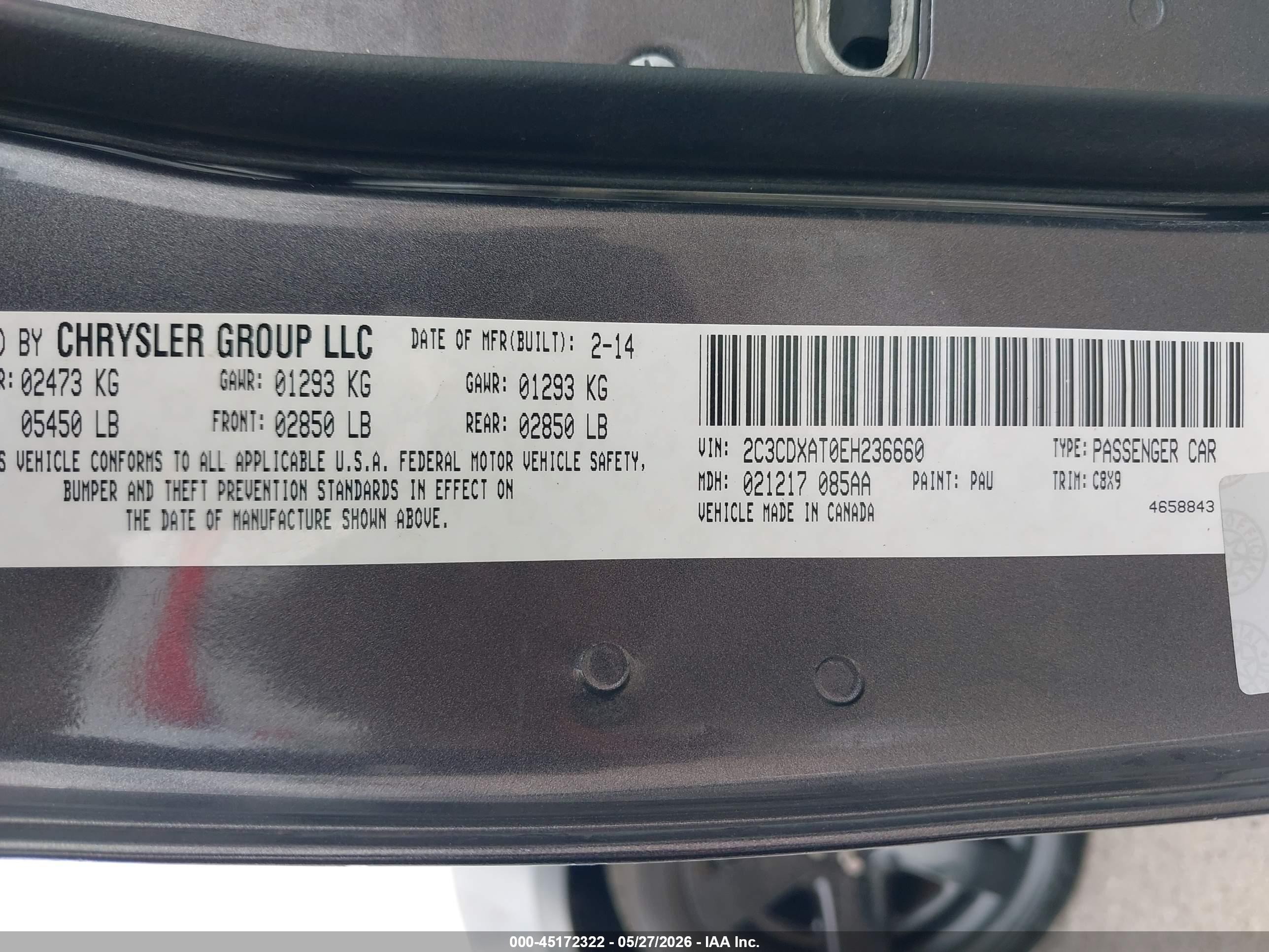2014 Dodge Charger Police Gray vin: 2C3CDXAT0EH236660