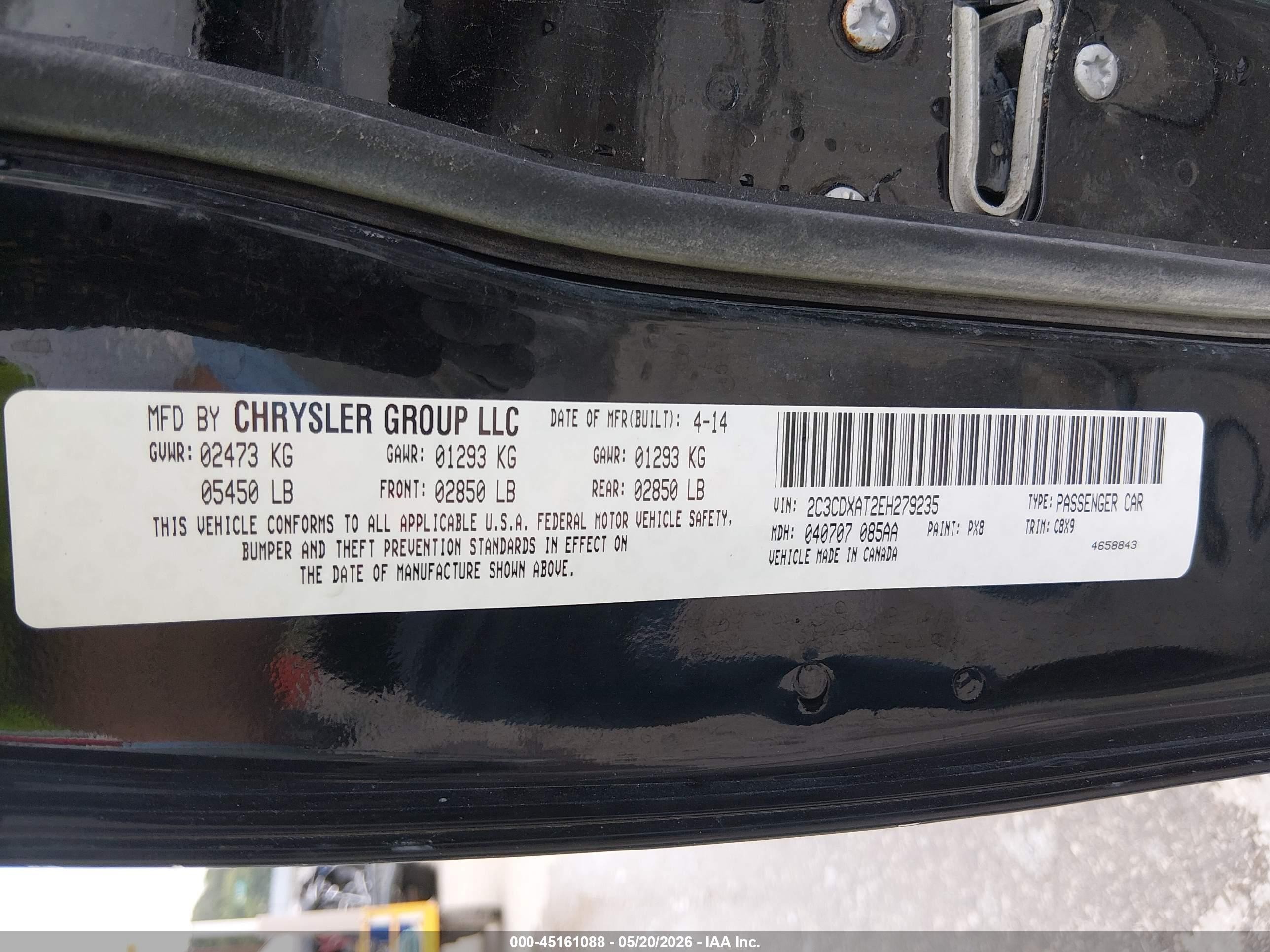 2014 Dodge Charger Police Black vin: 2C3CDXAT2EH279235
