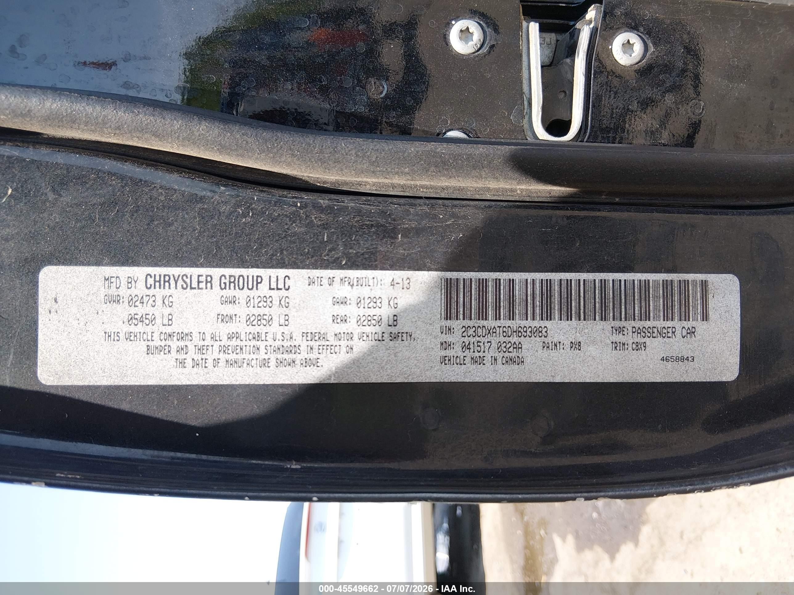 2013 Dodge Charger Police Черный vin: 2C3CDXAT6DH693083
