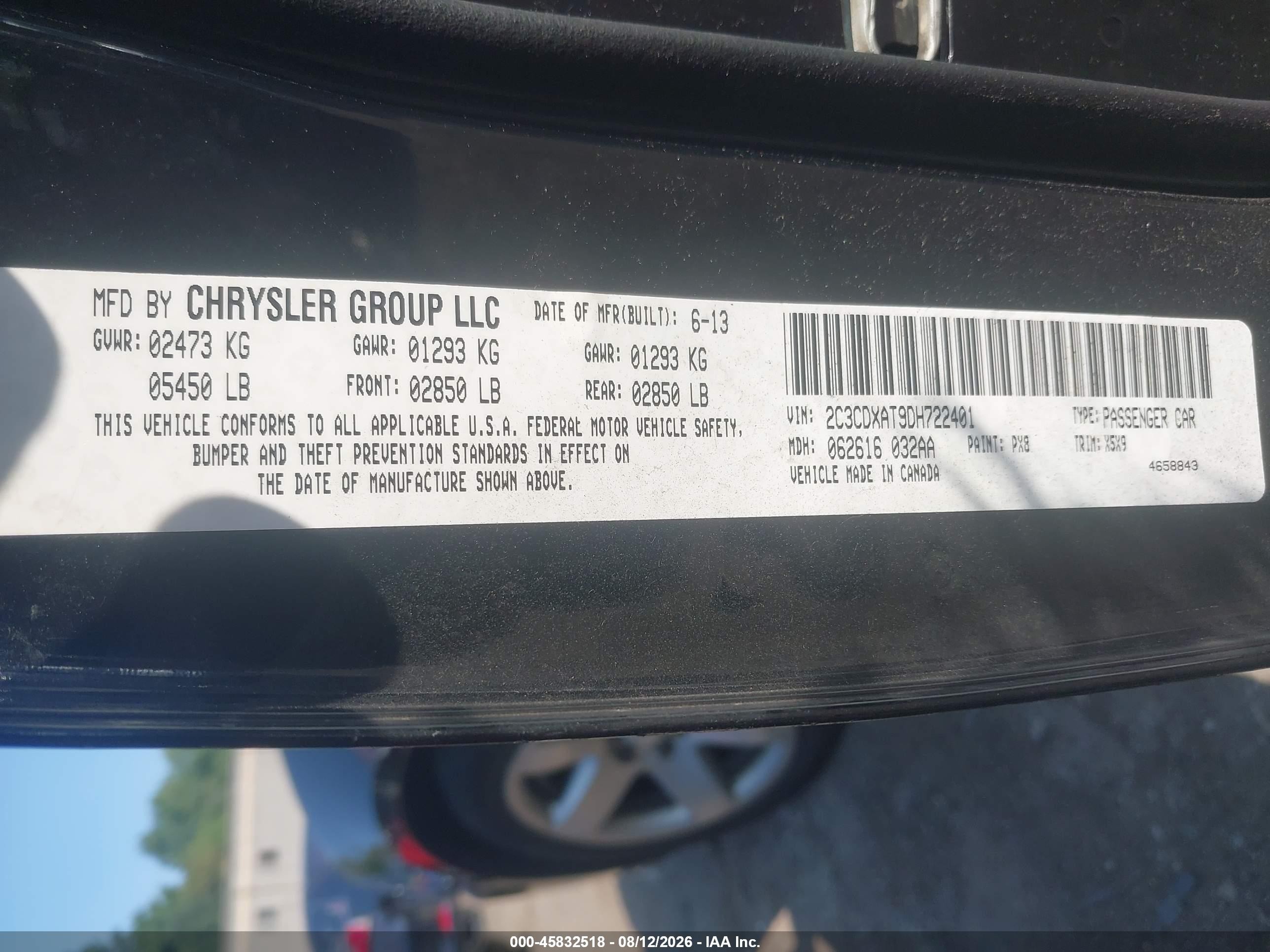 2013 Dodge Charger Police Black vin: 2C3CDXAT9DH722401