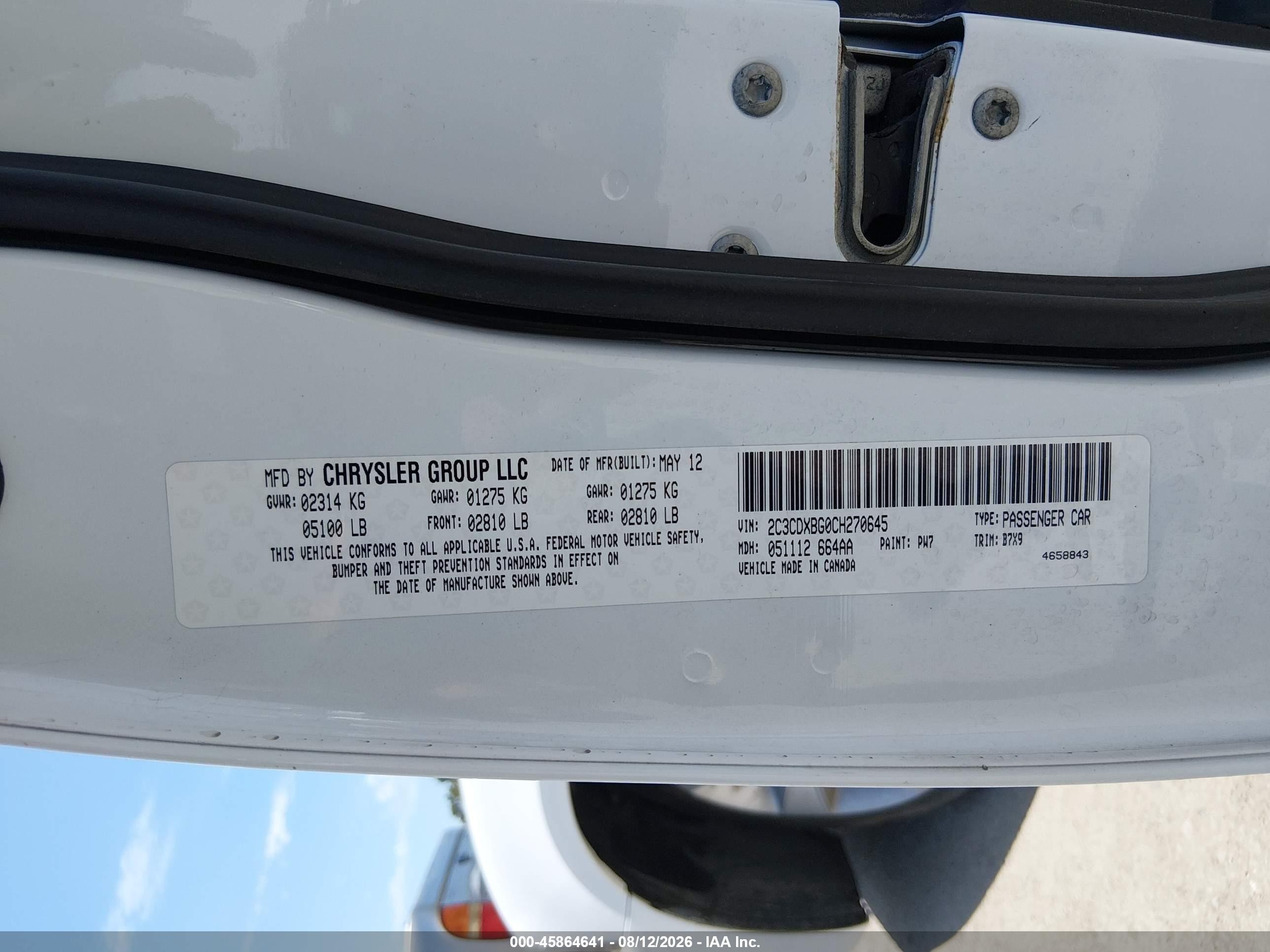 2012 Dodge Charger Se White vin: 2C3CDXBG0CH270645