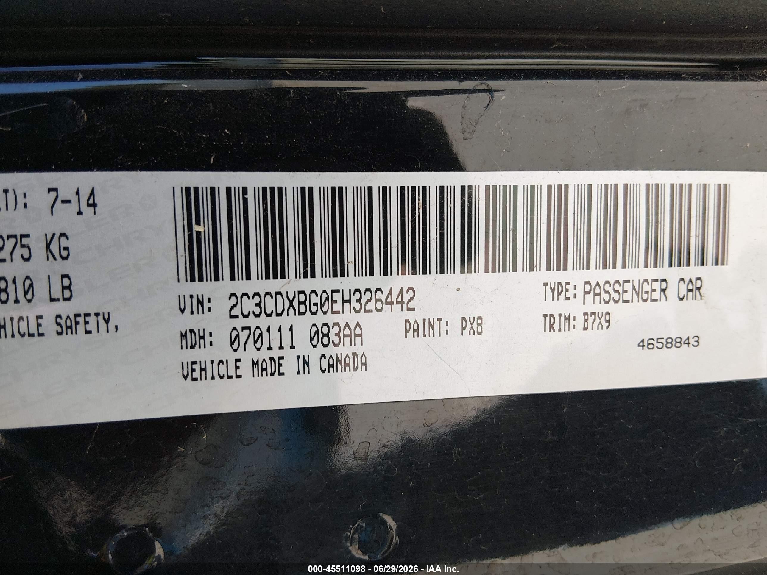 2014 Dodge Charger Se Black vin: 2C3CDXBG0EH326442