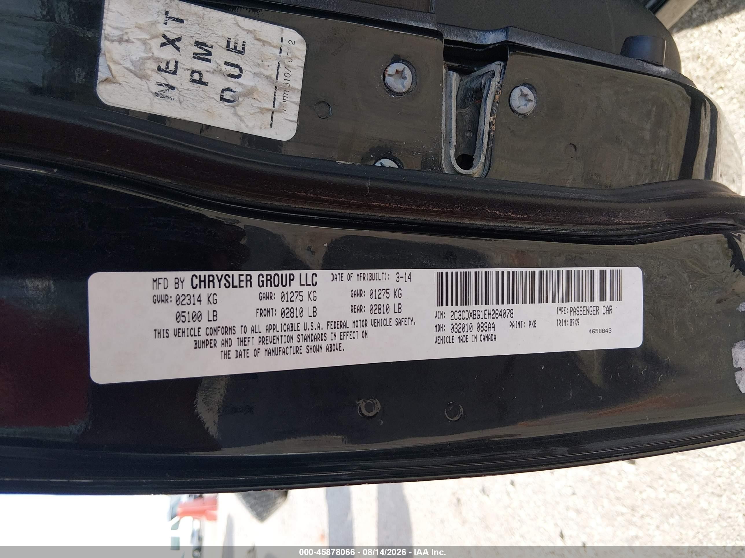 2014 Dodge Charger Se Black vin: 2C3CDXBG1EH264078