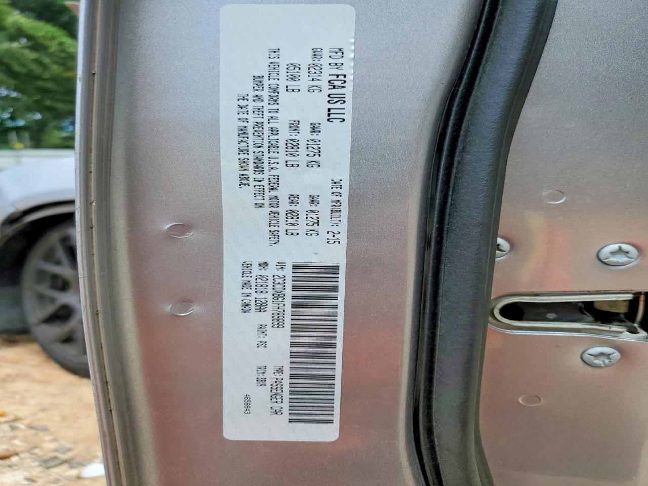 2015 Dodge Charger Se Серебряный vin: 2C3CDXBG1FH789899
