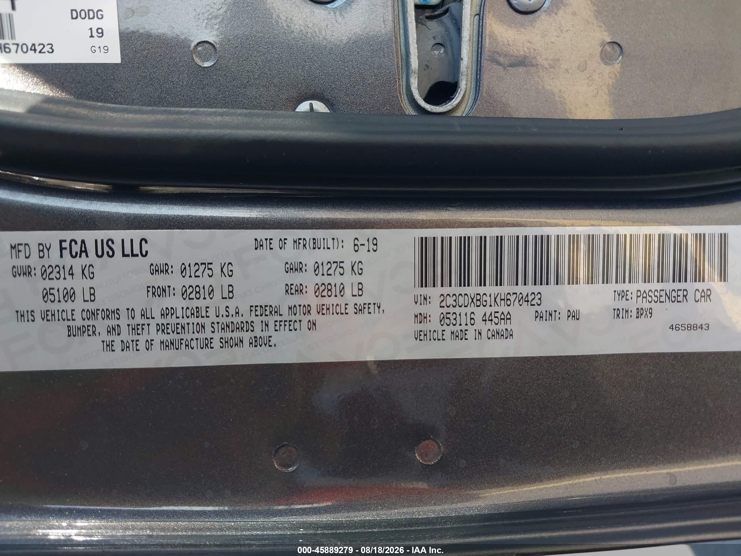 2019 Dodge Charger Sxt Rwd Gray vin: 2C3CDXBG1KH670423