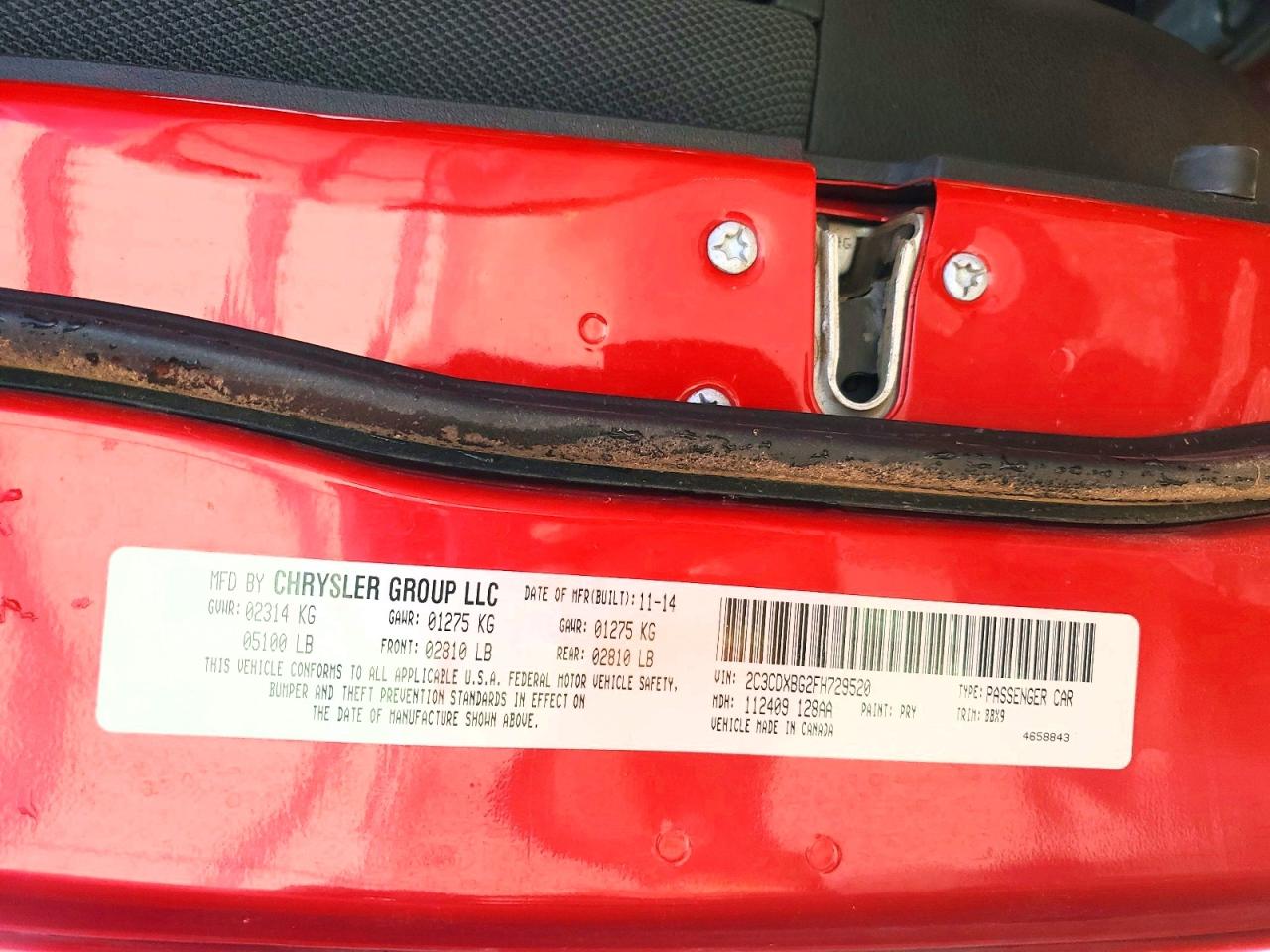 2015 Dodge Charger Se Red vin: 2C3CDXBG2FH729520