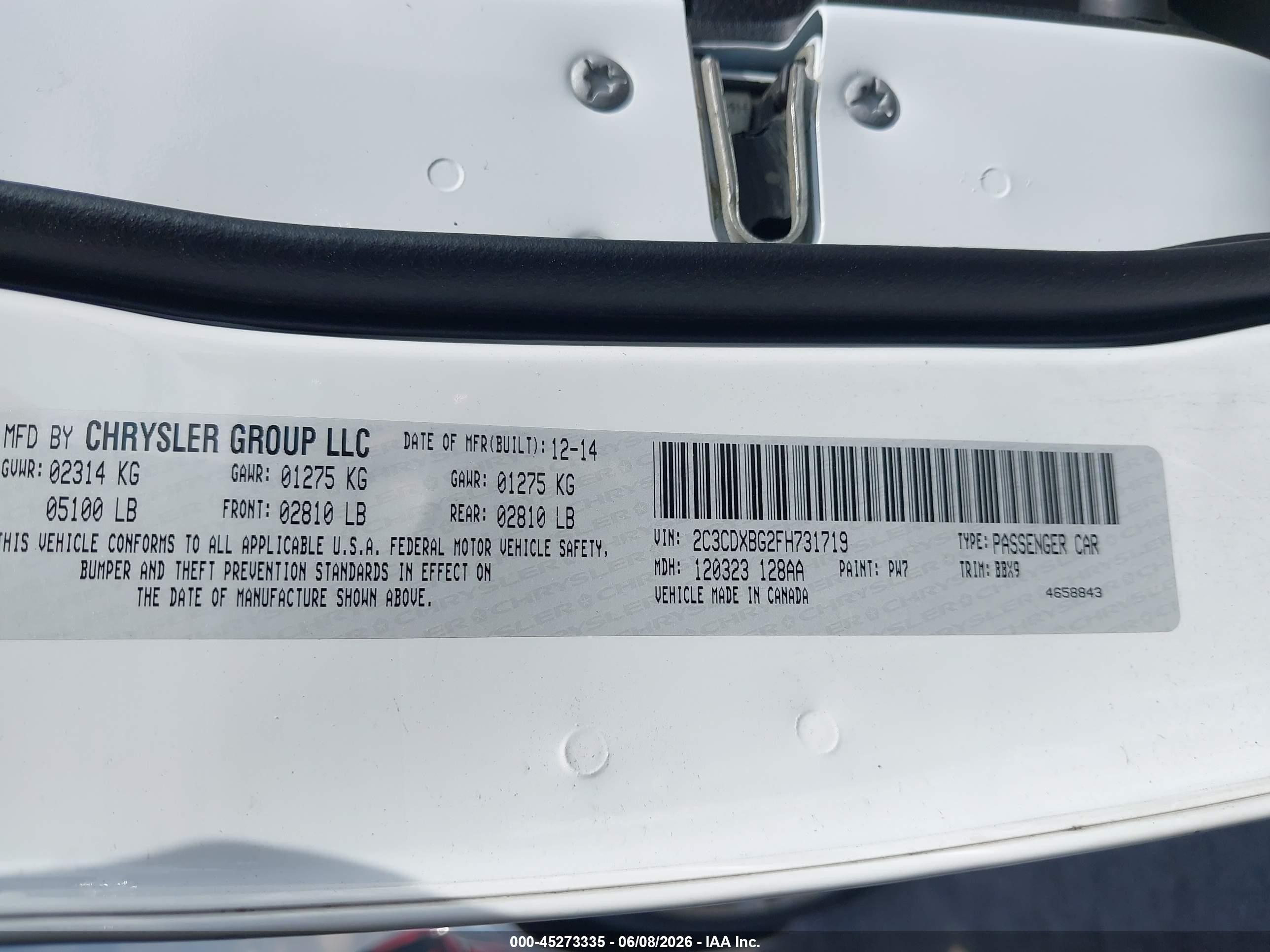 2015 Dodge Charger Se White vin: 2C3CDXBG2FH731719