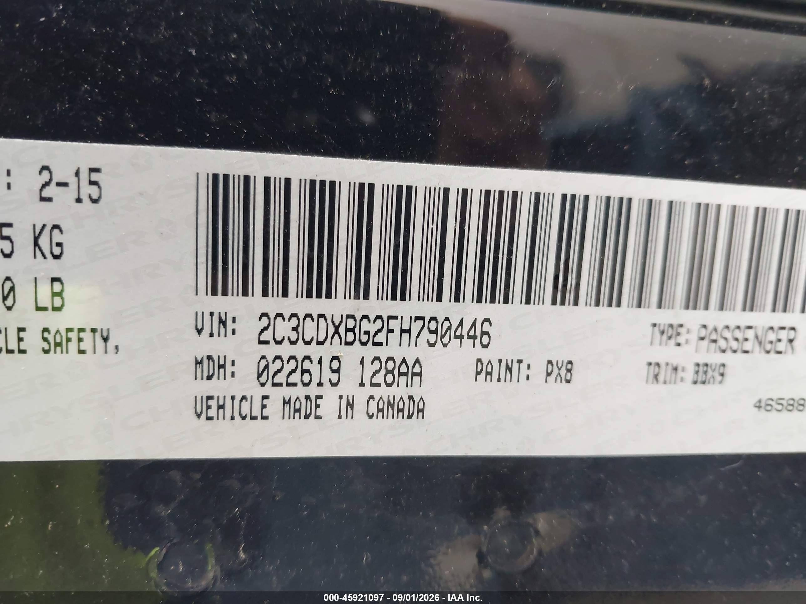 2015 Dodge Charger Se Black vin: 2C3CDXBG2FH790446