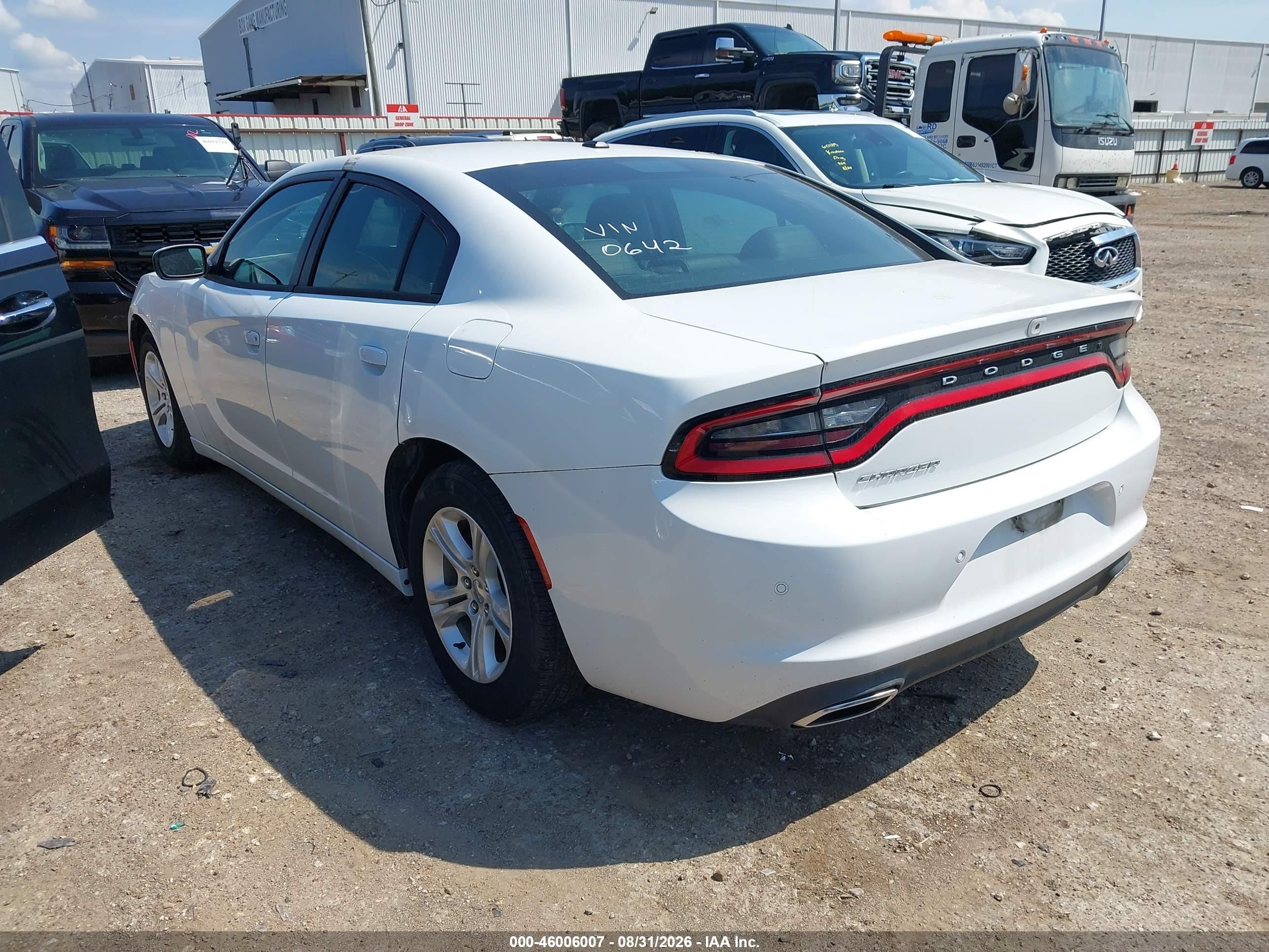 2020 Dodge Charger Sxt Rwd White vin: 2C3CDXBG2LH140642
