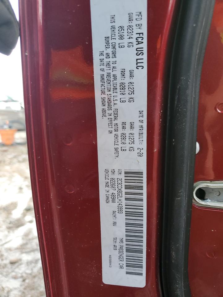2020 Dodge Charger Sxt Burgundy vin: 2C3CDXBG2LH143993