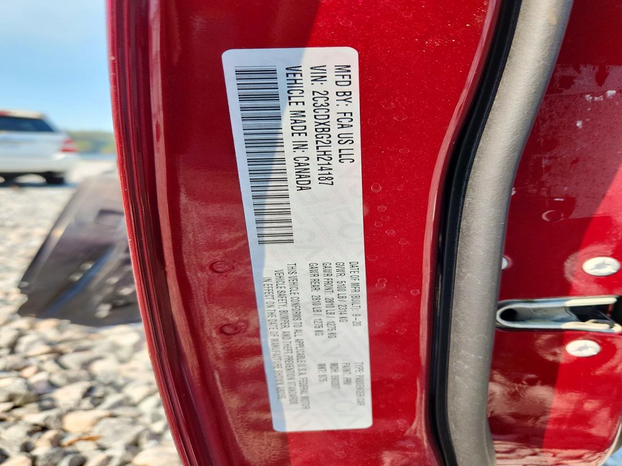 2020 Dodge Charger Sxt Burgundy vin: 2C3CDXBG2LH214187