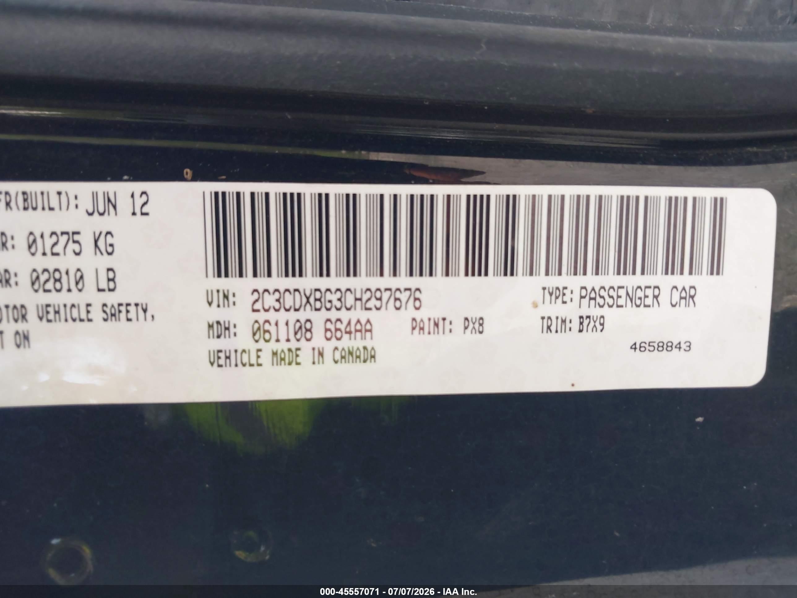 2012 Dodge Charger Se Black vin: 2C3CDXBG3CH297676