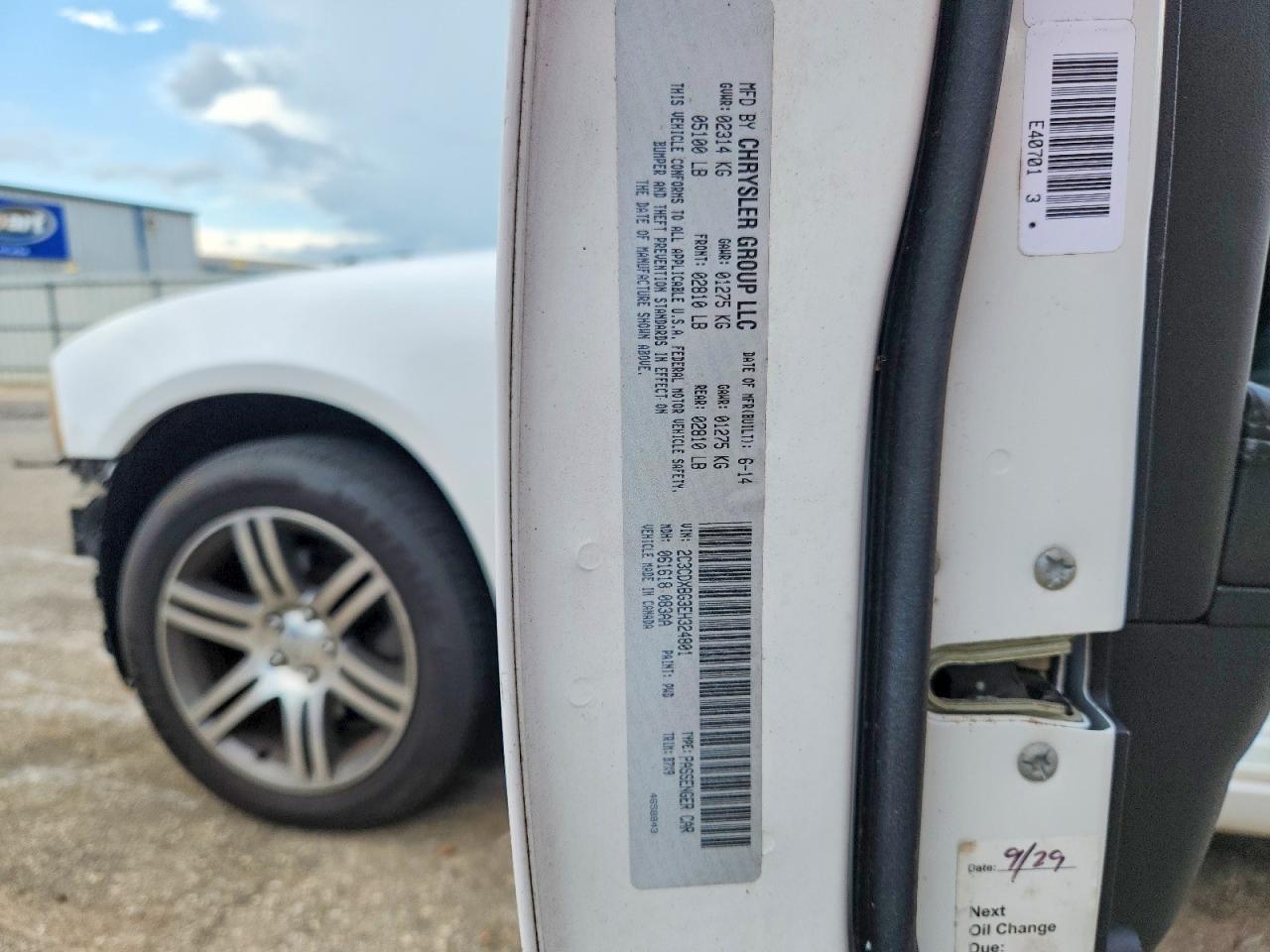 2014 Dodge Charger Se White vin: 2C3CDXBG3EH324801