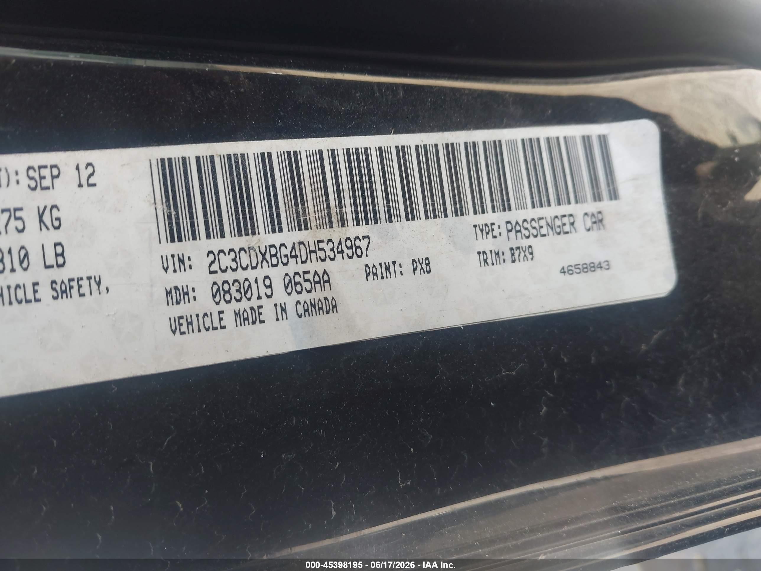 2013 Dodge Charger Se Черный vin: 2C3CDXBG4DH534967