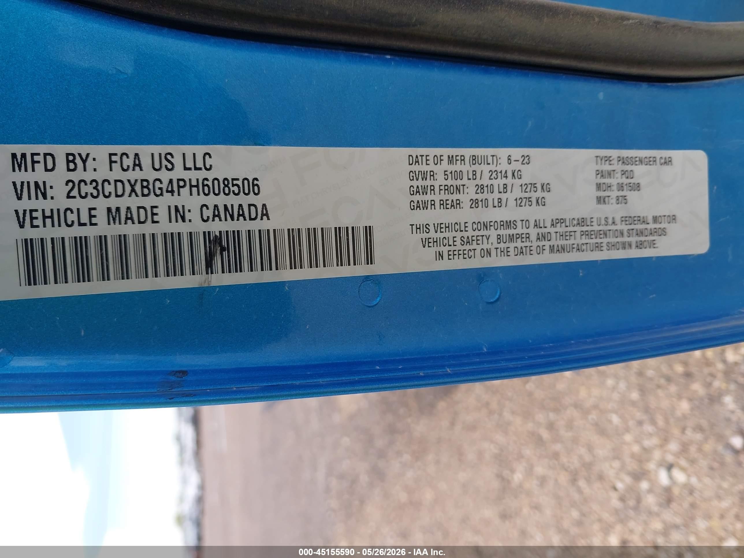 2023 Dodge Charger Sxt Blue vin: 2C3CDXBG4PH608506